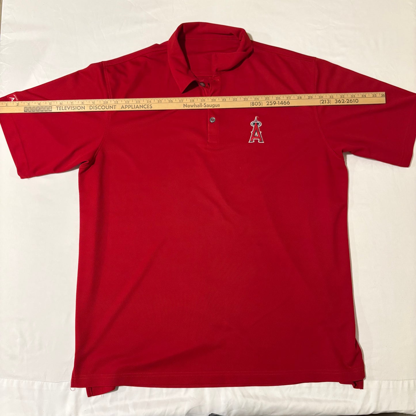 LA Angels Red Polo Shirt Men’s Size L 31" Length Golf MLB Dri-Fit Style Logo