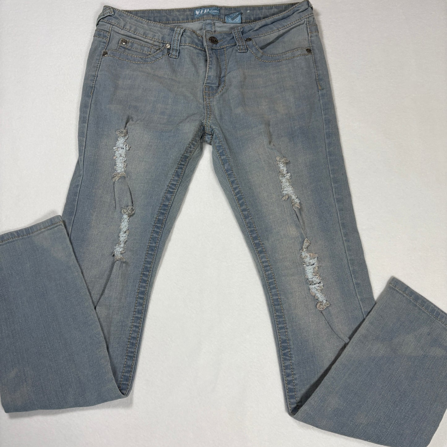 VIP Jeans Womens Size 3/4 Light Wash High Rise Skinny Y2K Stretch Denim Vintage