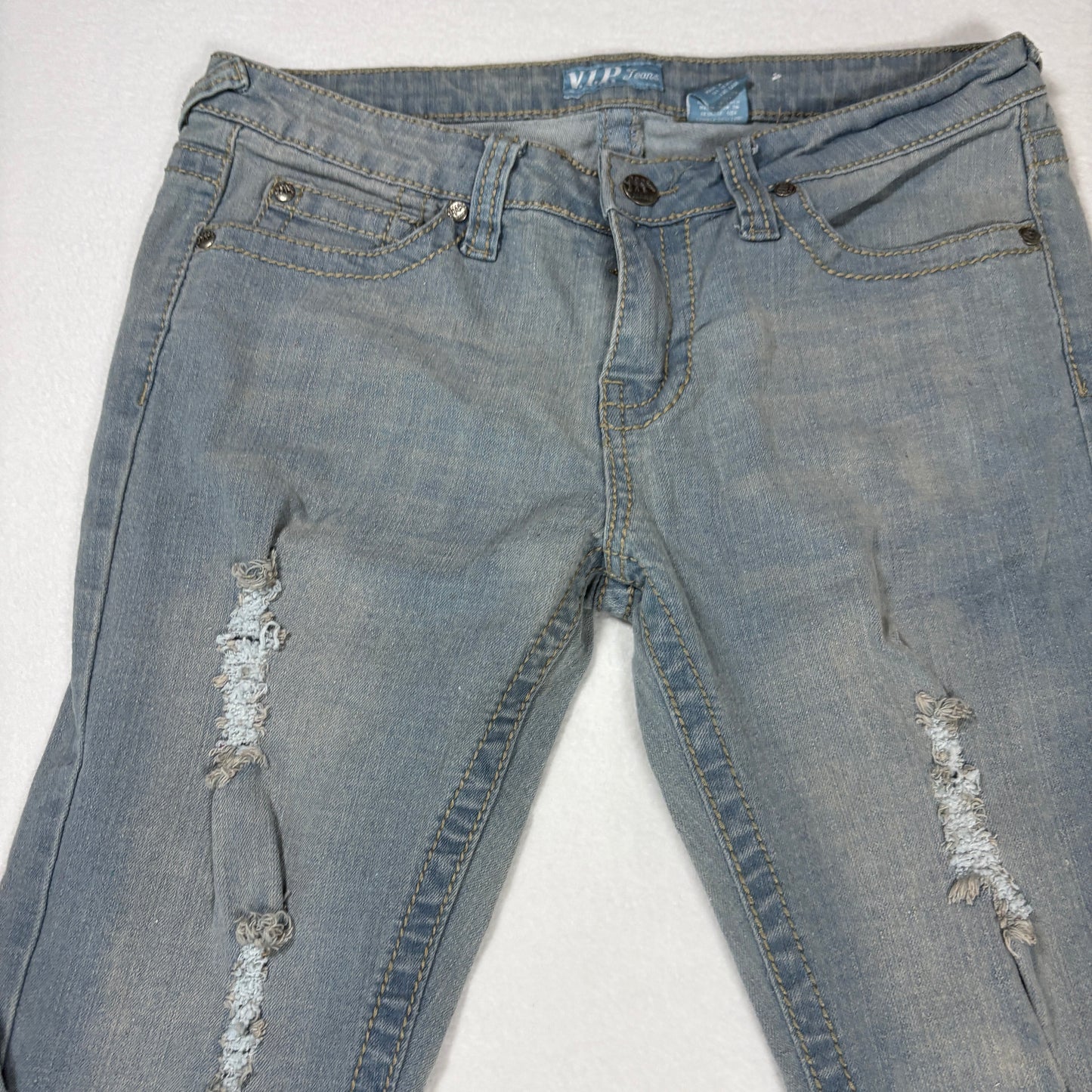 VIP Jeans Womens Size 3/4 Light Wash High Rise Skinny Y2K Stretch Denim Vintage