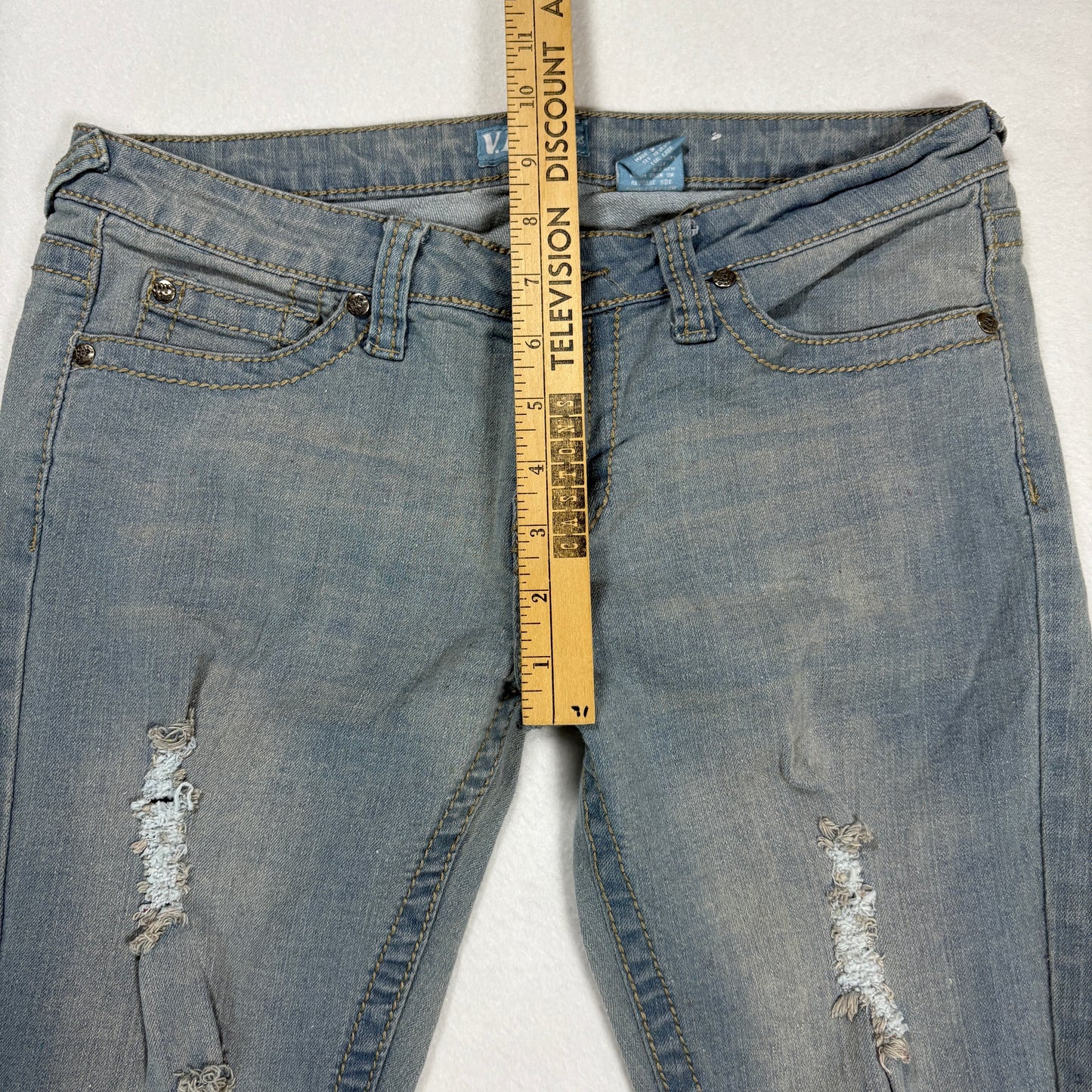 VIP Jeans Womens Size 3/4 Light Wash High Rise Skinny Y2K Stretch Denim Vintage