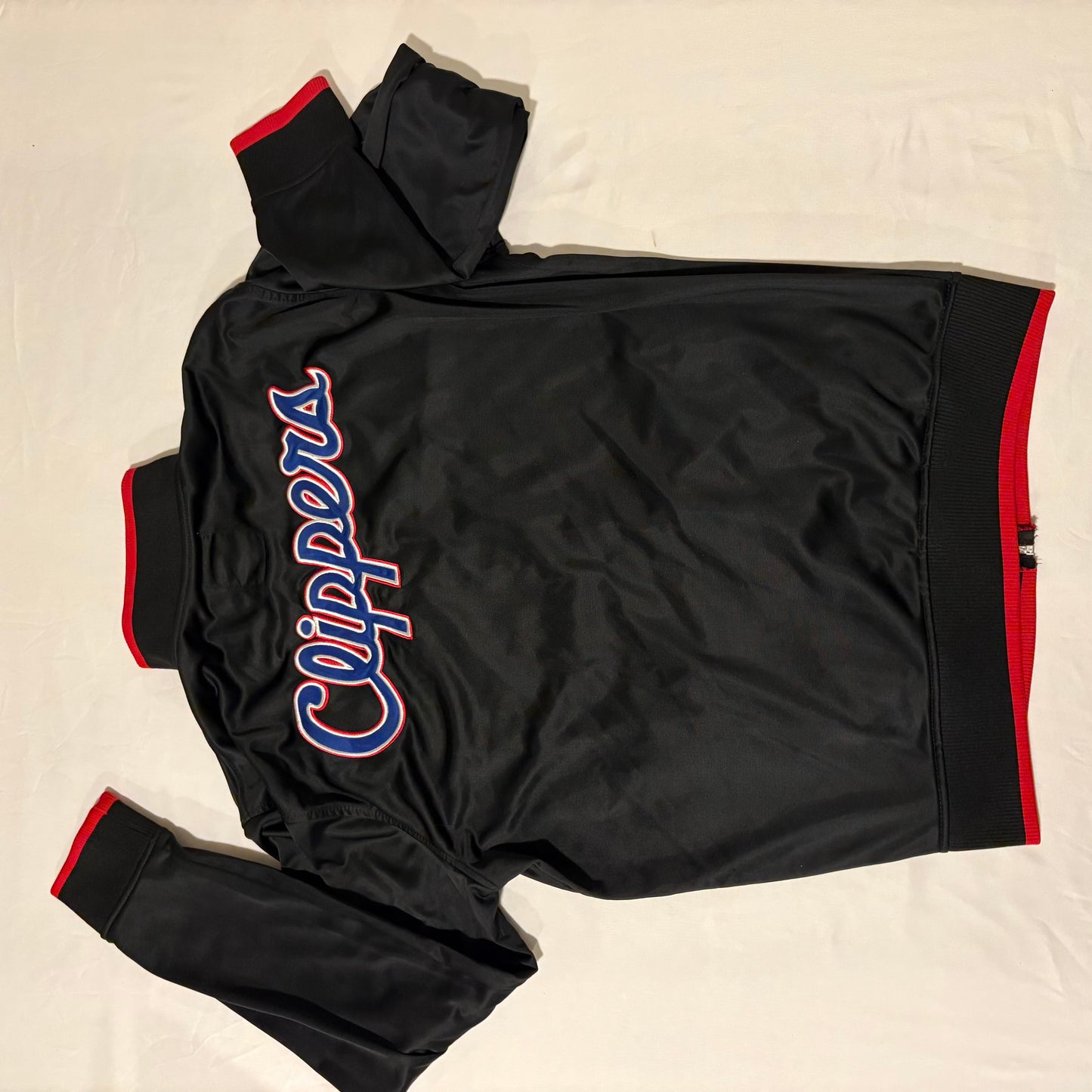 LA Clippers NBA Black Red Track Jacket Men’s Large Zip-Up Logo 29" Length