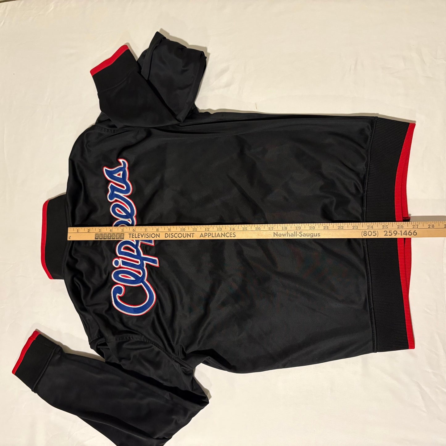 LA Clippers NBA Black Red Track Jacket Men’s Large Zip-Up Logo 29" Length