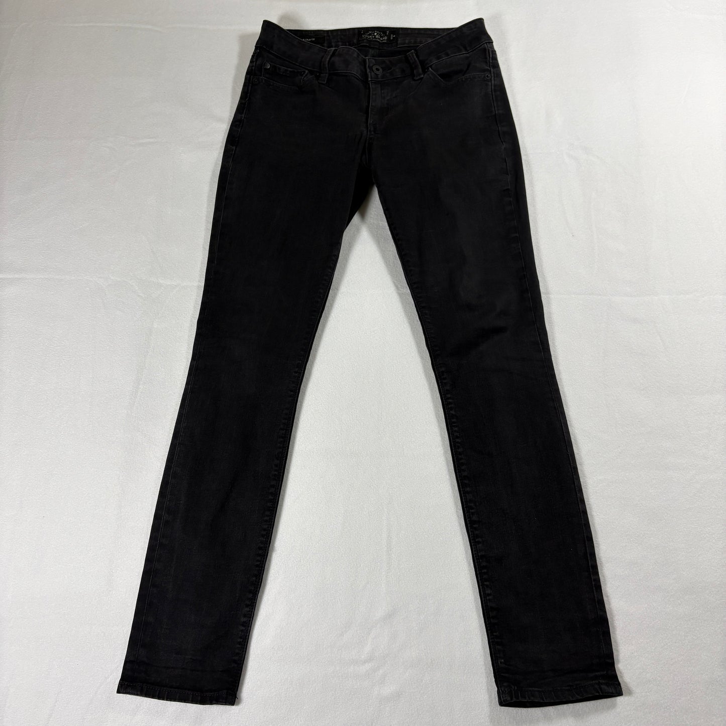 Lucky Brand Lolita Skinny Jeans Womens 4/27 Black Mid Rise Stretch 90s Retro Chic