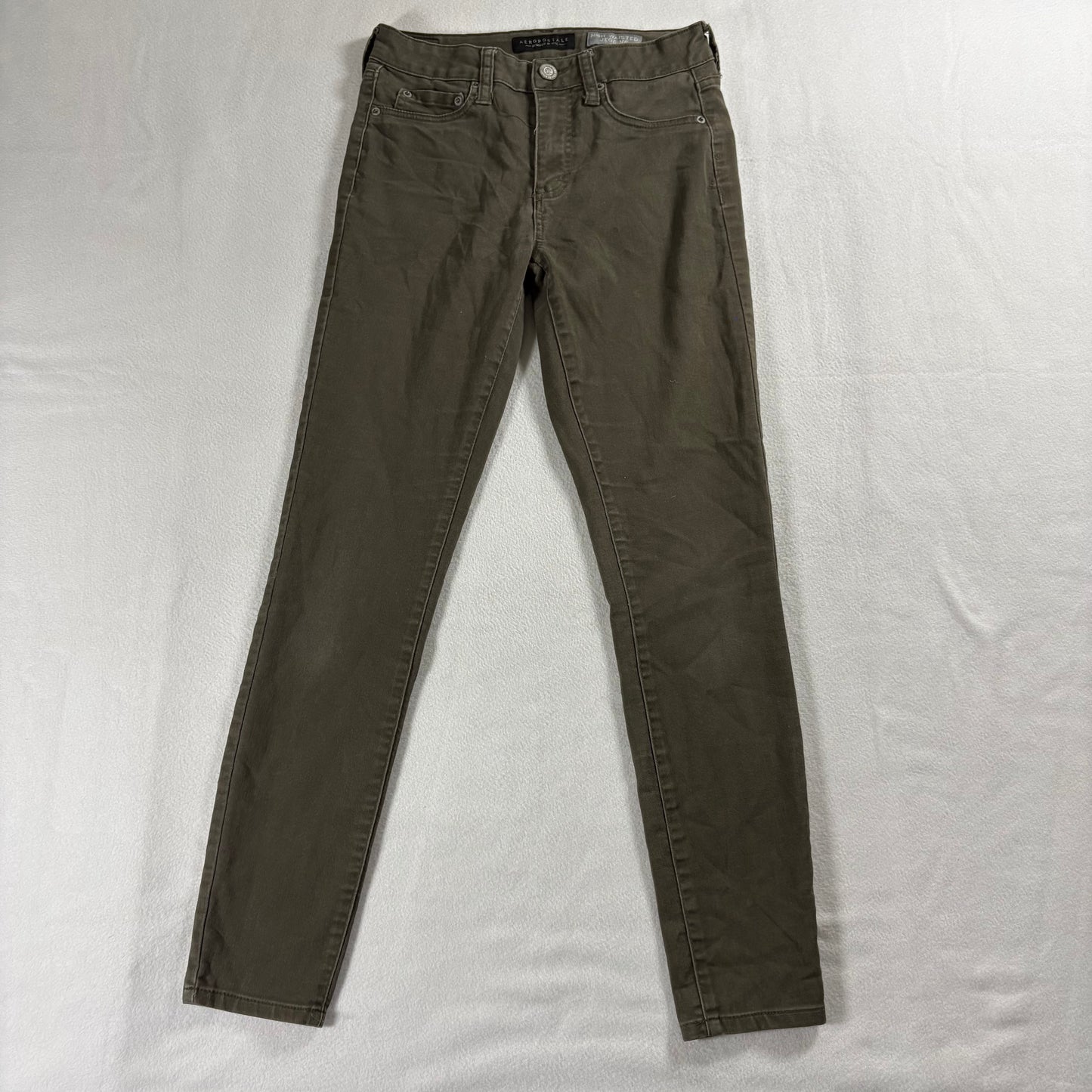 Aeropostale Womens High Waisted Jegging Olive Green Skinny Y2K Pants Streetwear!