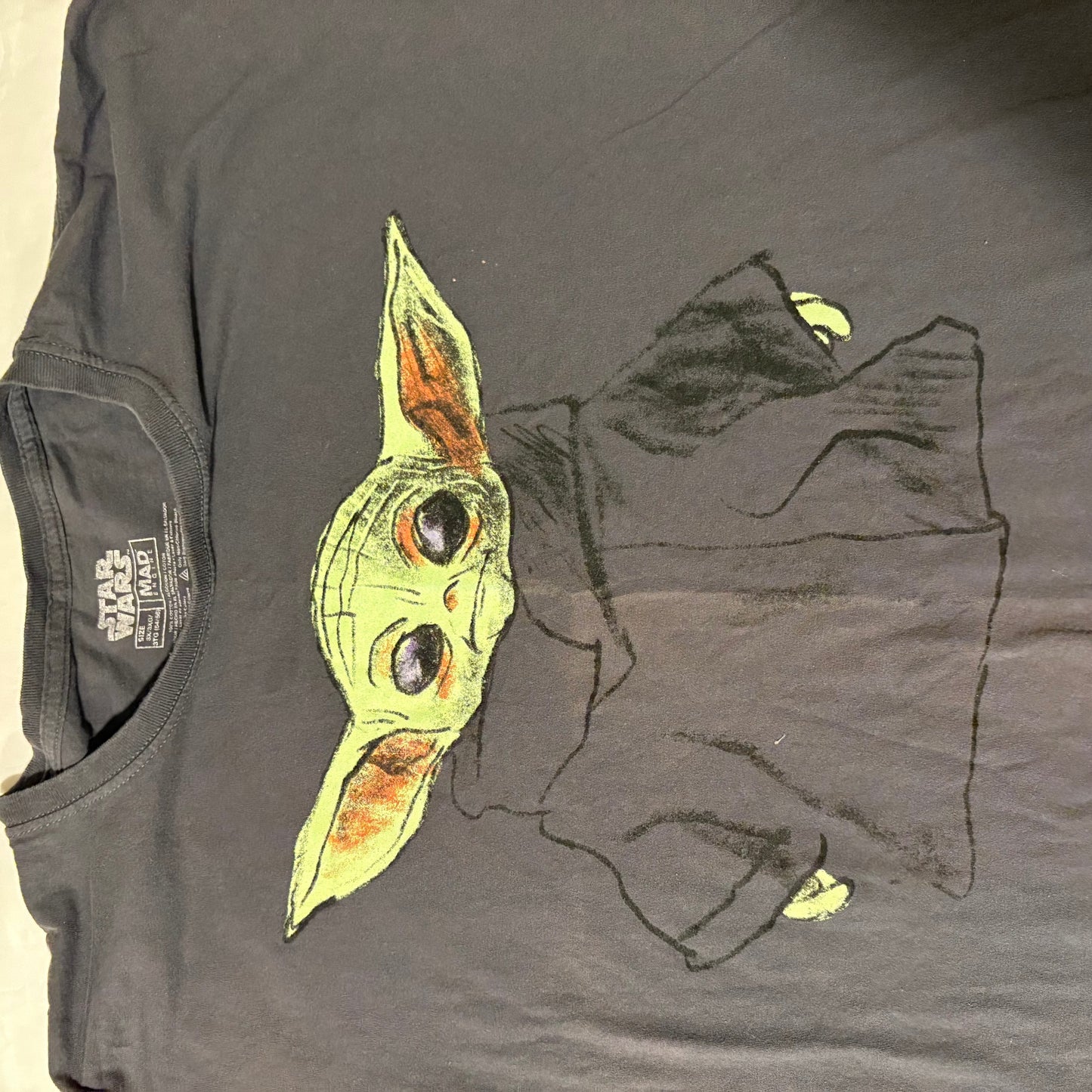 Star Wars Baby Yoda Grogu T-Shirt Size 3XL Black MAD Engine Mandalorian Tee
