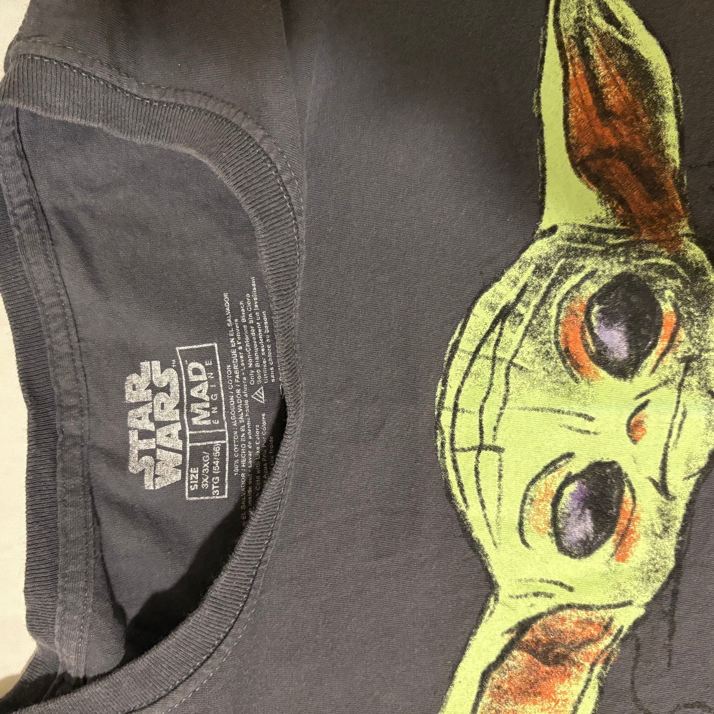 Star Wars Baby Yoda Grogu T-Shirt Size 3XL Black MAD Engine Mandalorian Tee