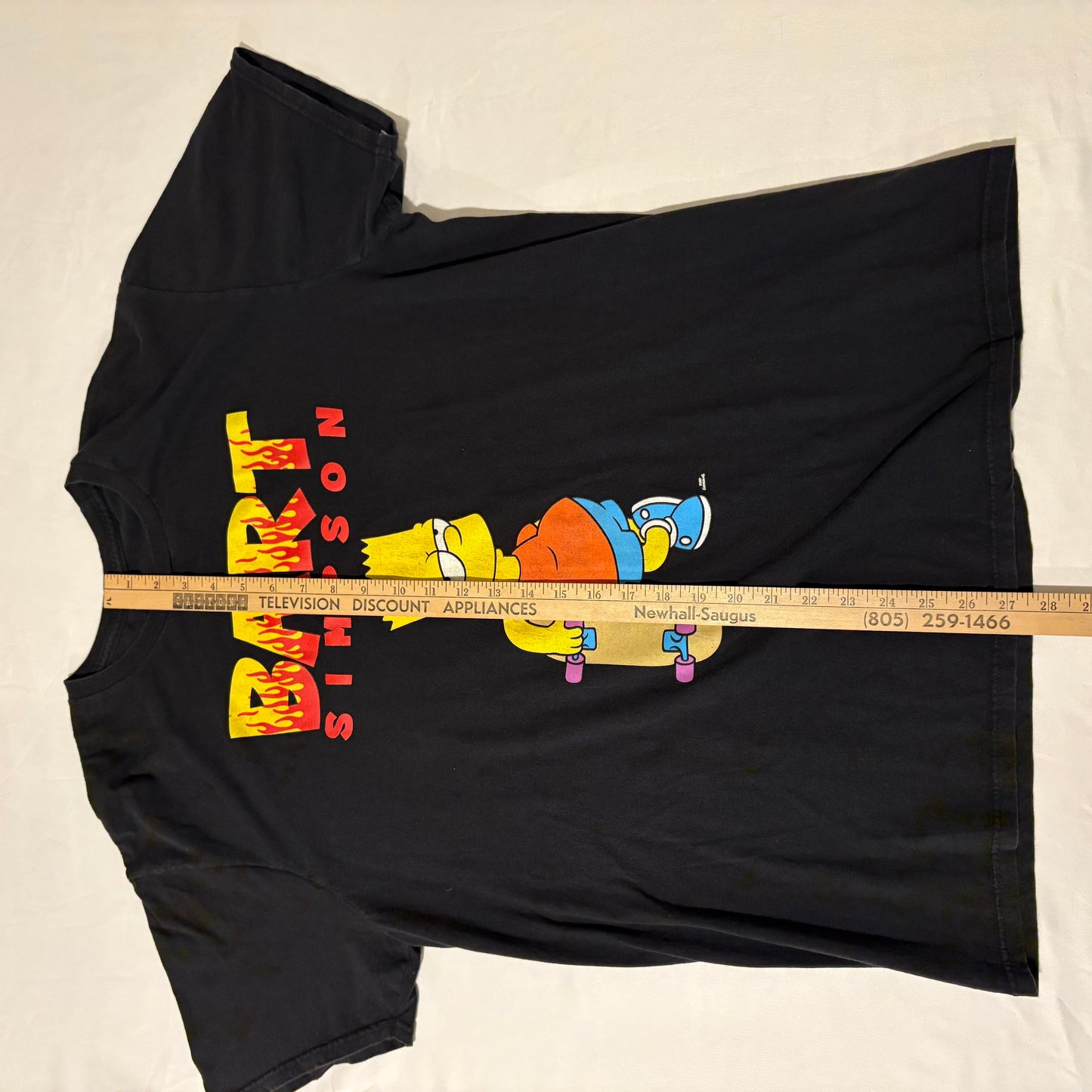 Bart Simpson Skateboard Flame Shirt XL Black 90s Cartoon Tee Mens Streetwear