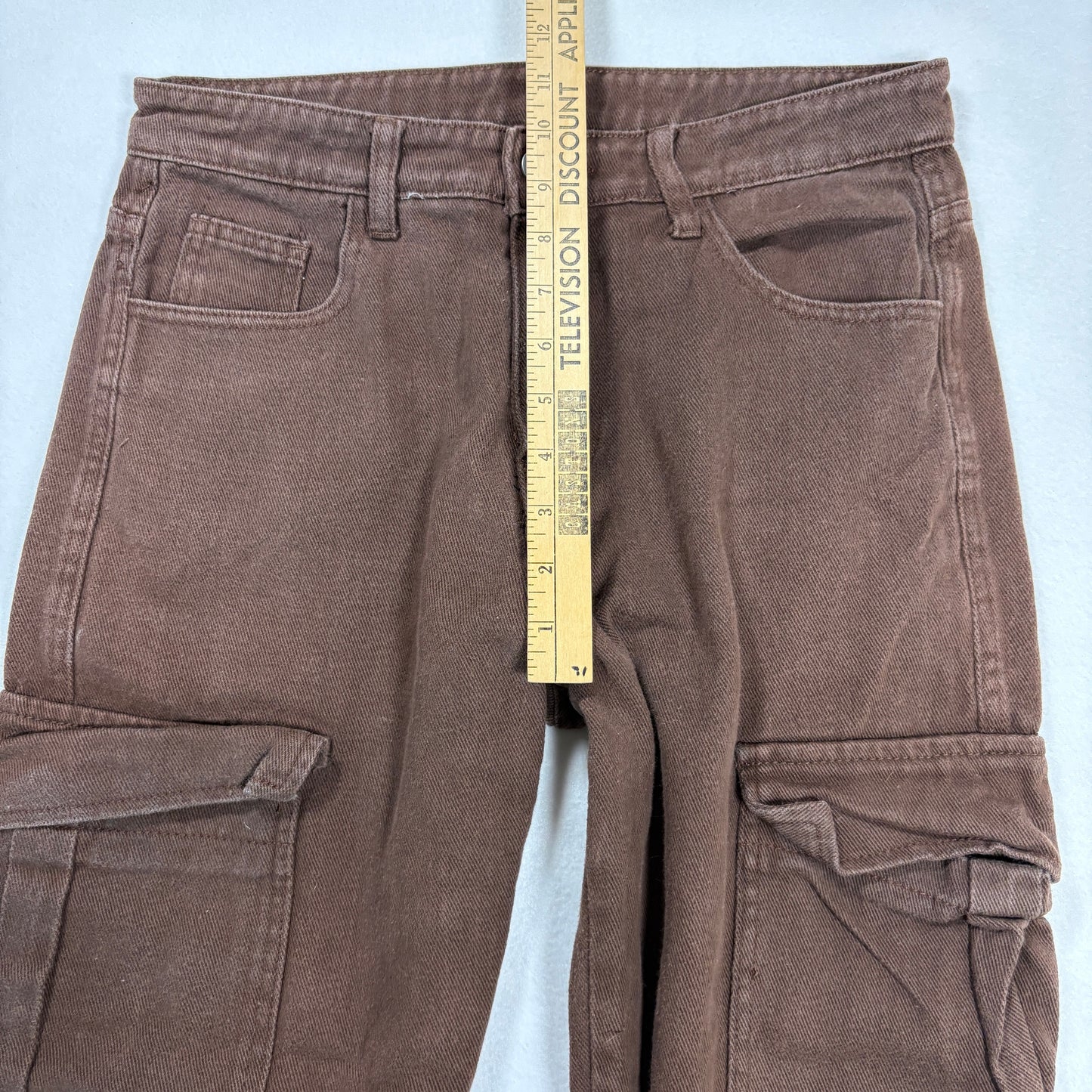 Shein Womens Brown Cargo Jeans Size S Baggy Y2K 90s Grunge Utility Pants