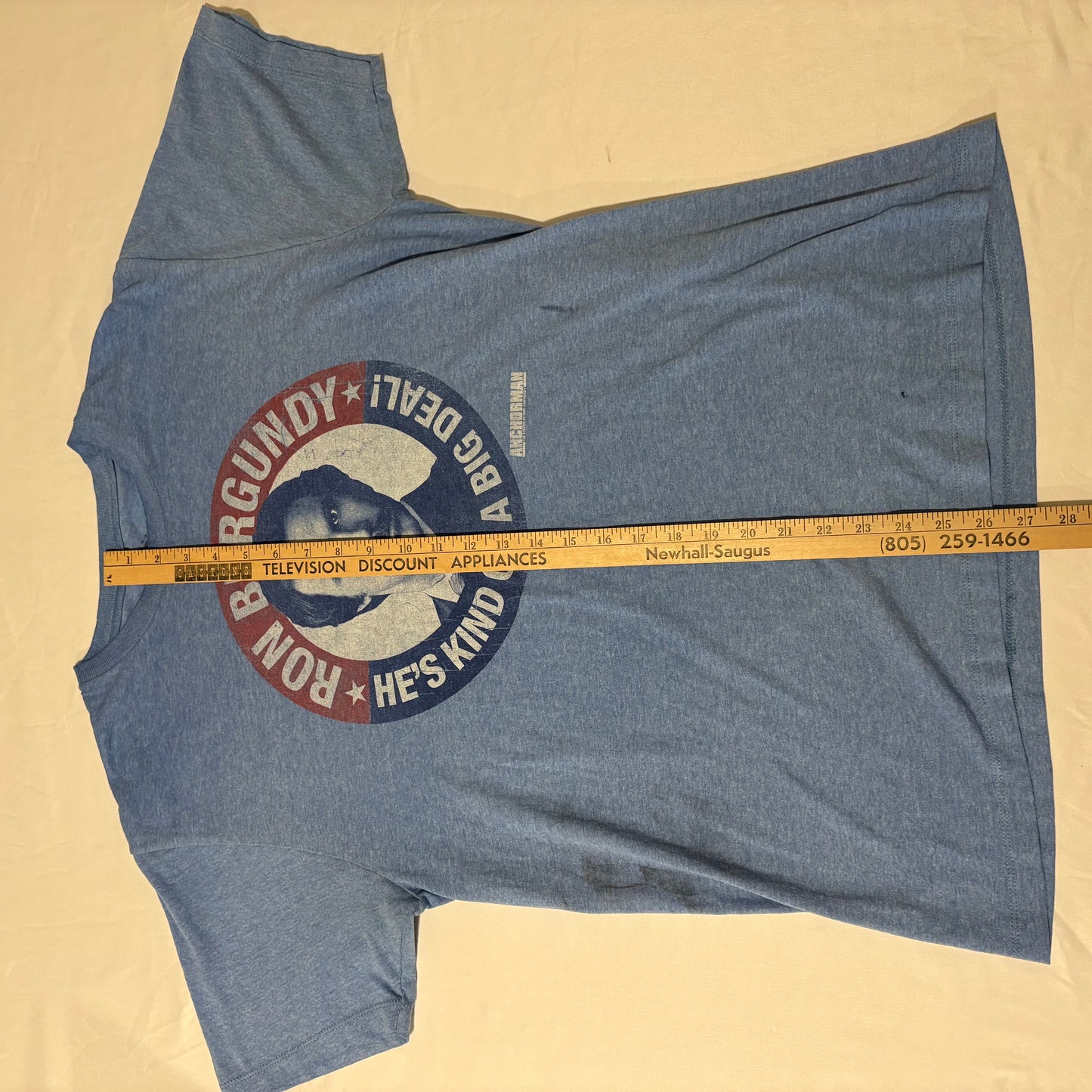 Ron Burgundy Anchorman Shirt Size XL Blue Paramount He’s Kind of a Big Deal Tee