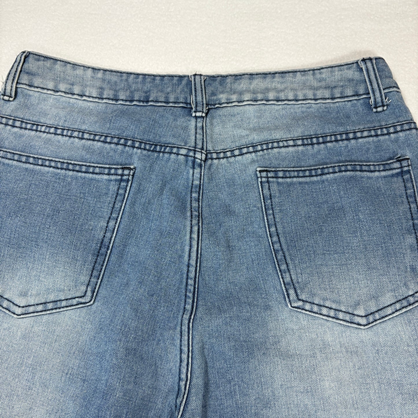 Shein Womens Blue Baggy Jeans Size S Y2K 90s Grunge Star Print Wide Leg Denim