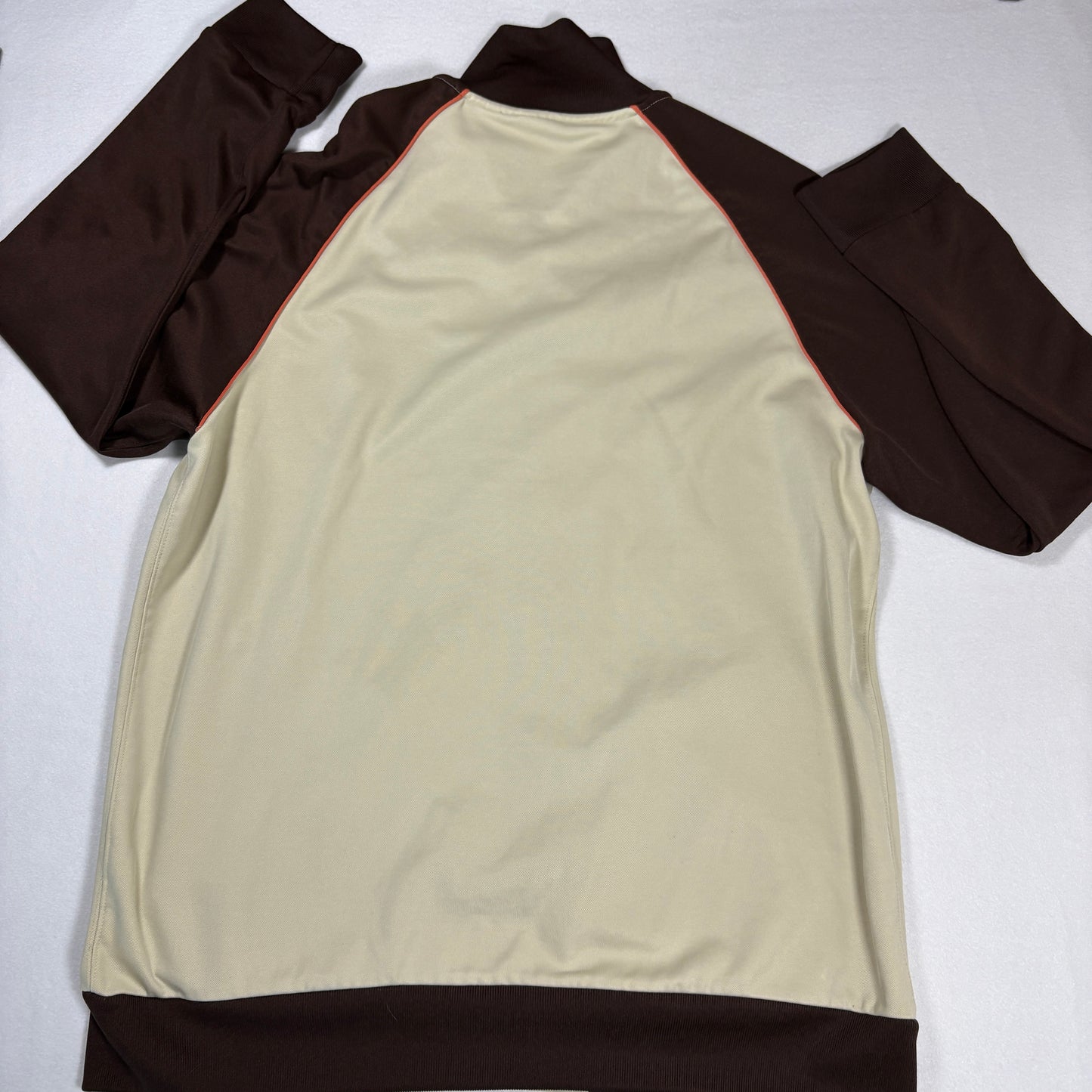 Le Tigre Mens 2XL Track Jacket Beige Brown Retro Y2K 90s Full Zip Tiger Logo