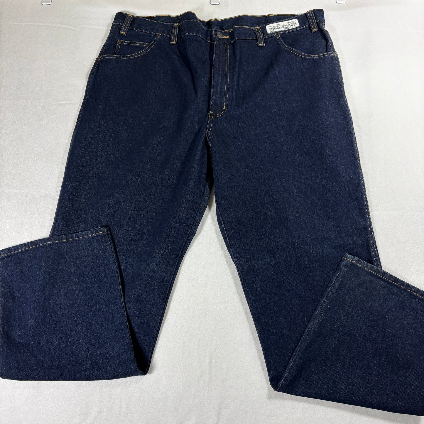 Dark Wash Workwear Denim Jeans Mens 44x34 Straight Leg Heavyweight Vintage Retro