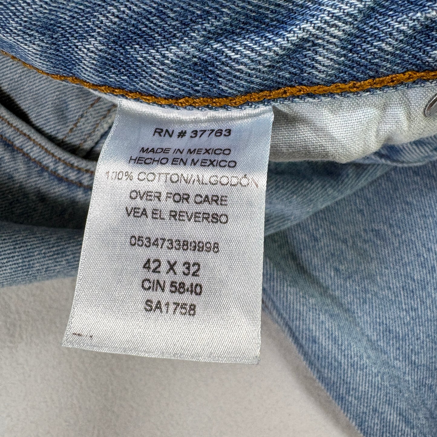 Members Mark Mens Baggy Jeans 42x32 Light Wash Y2K 90s Grunge Vintage Denim