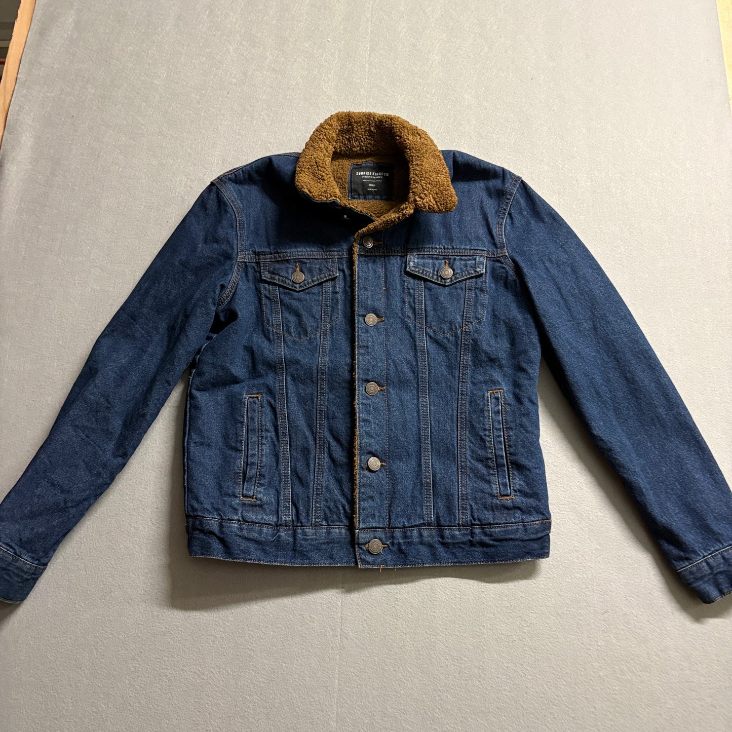 Sherpa Lined Denim Trucker Jacket Small Workwear Western Blue Jean Coat