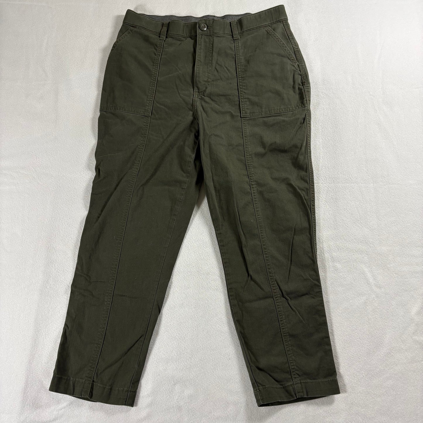 Lee Womens Straight Leg Pants Olive Green High Rise Stretch Utility 12M Retro90s