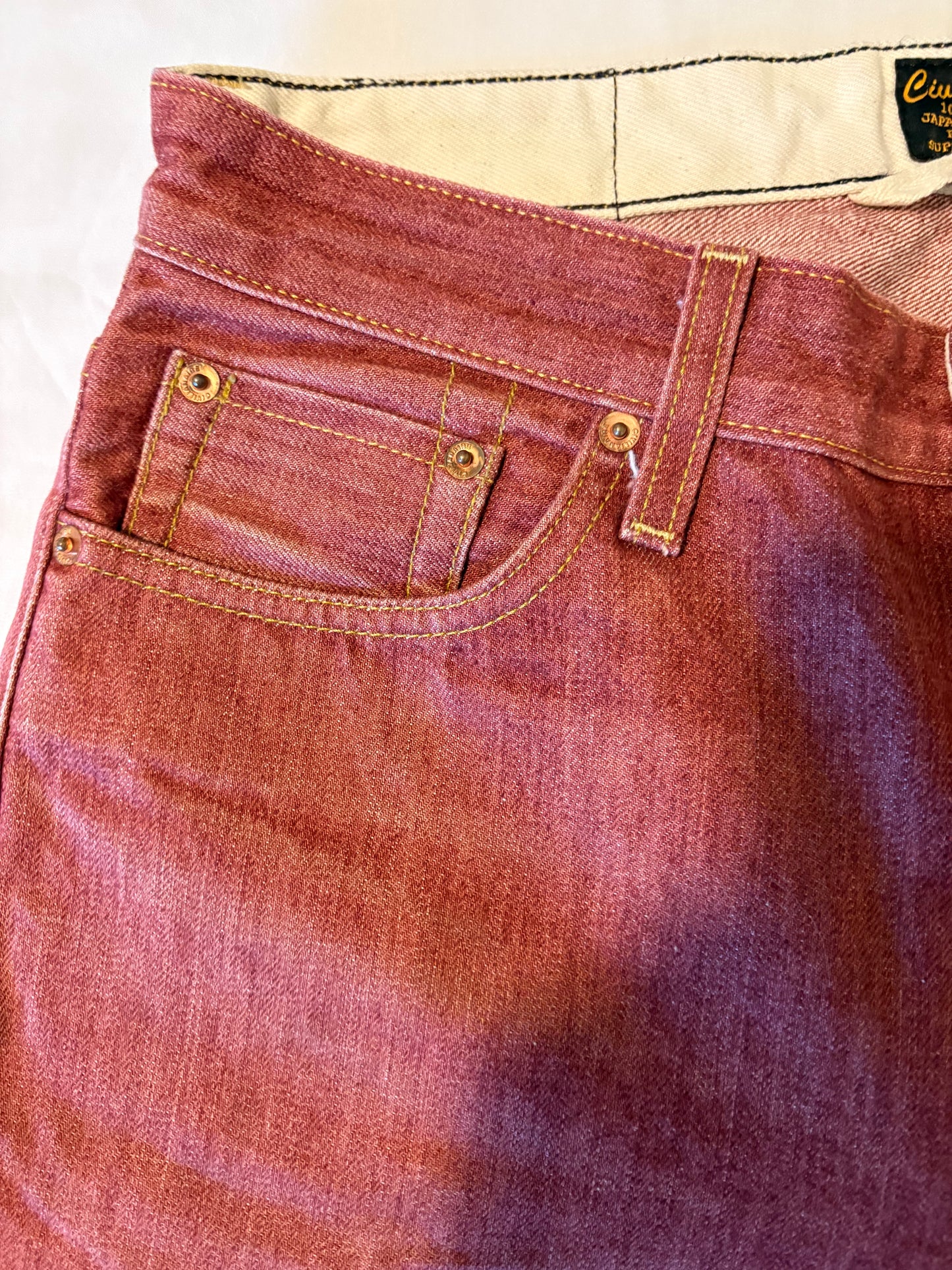 Civilianaire Japanese Selvedge Denim Jeans 31 Red Made in LA Rare Style #131394