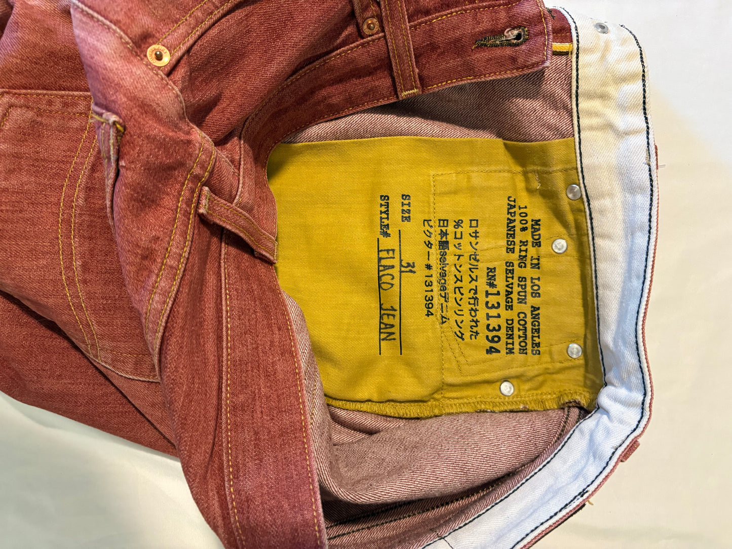 Civilianaire Japanese Selvedge Denim Jeans 31 Red Made in LA Rare Style #131394