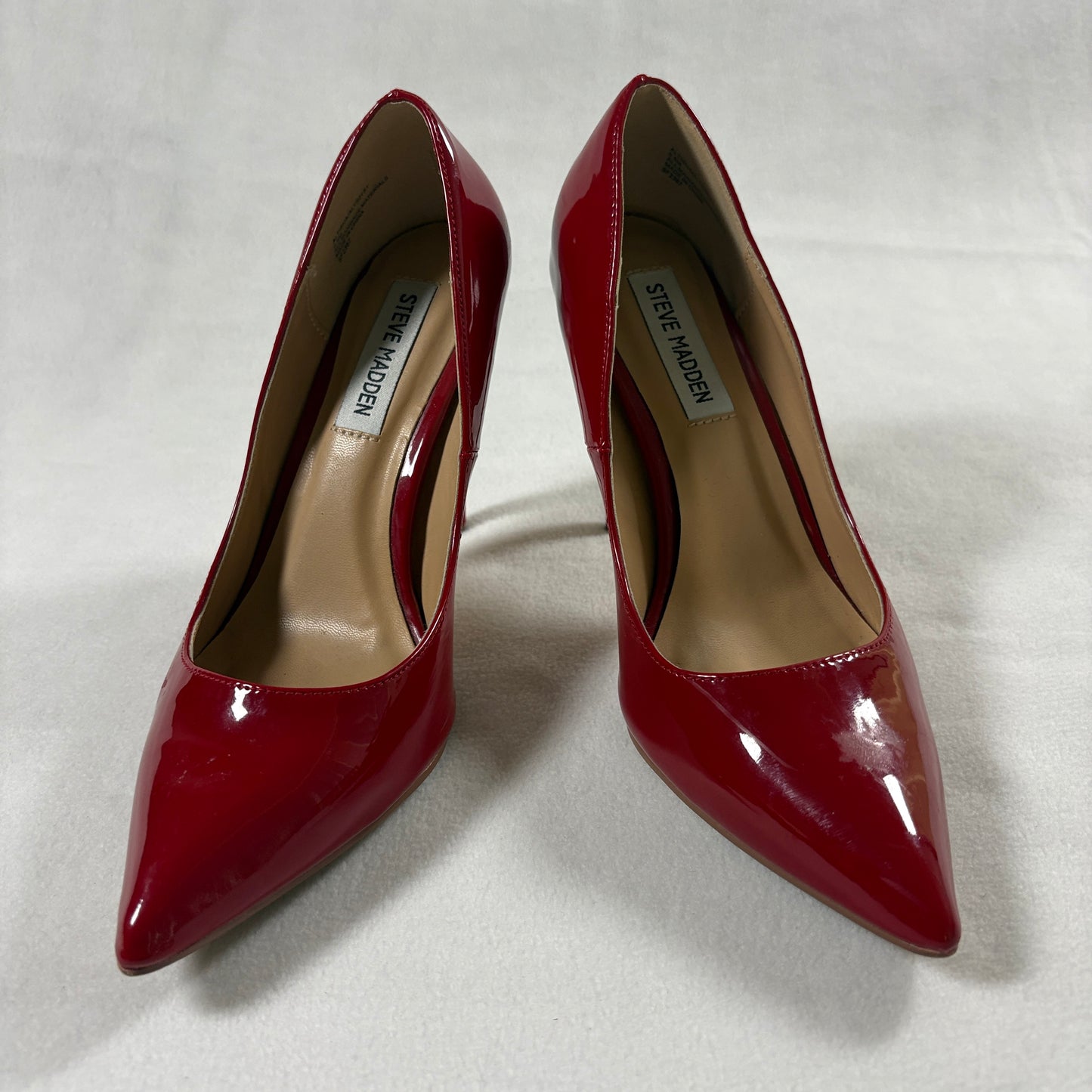 Steve Madden Red Patent Leather Heels Pumps Size 6.5 Pointed Toe Stiletto