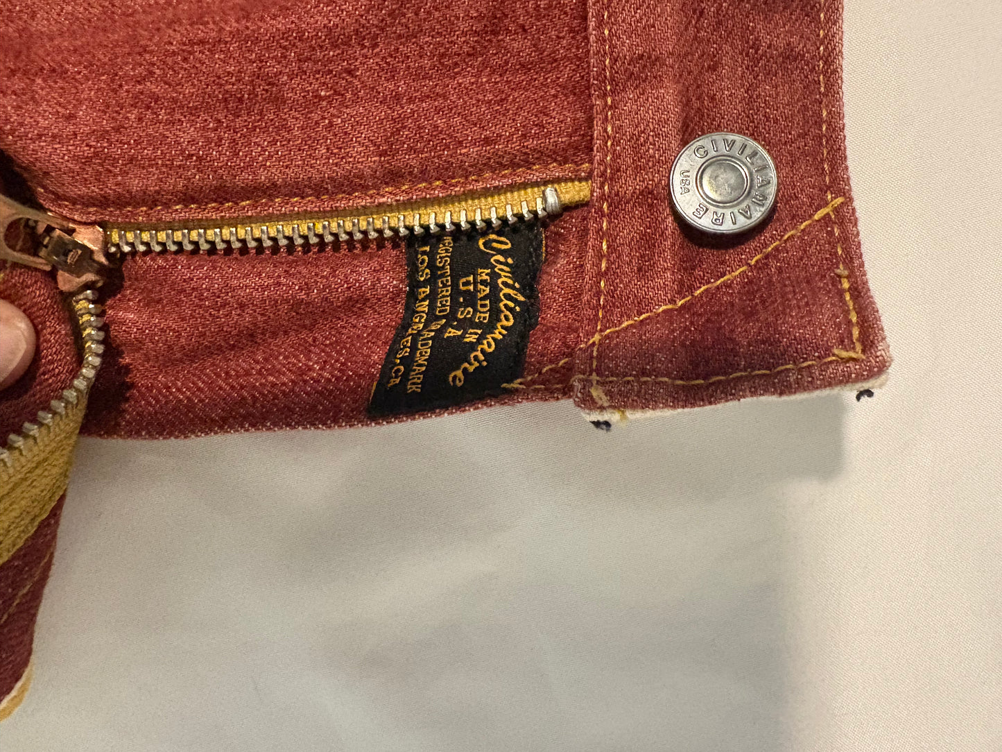 Civilianaire Japanese Selvedge Denim Jeans 31 Red Made in LA Rare Style #131394