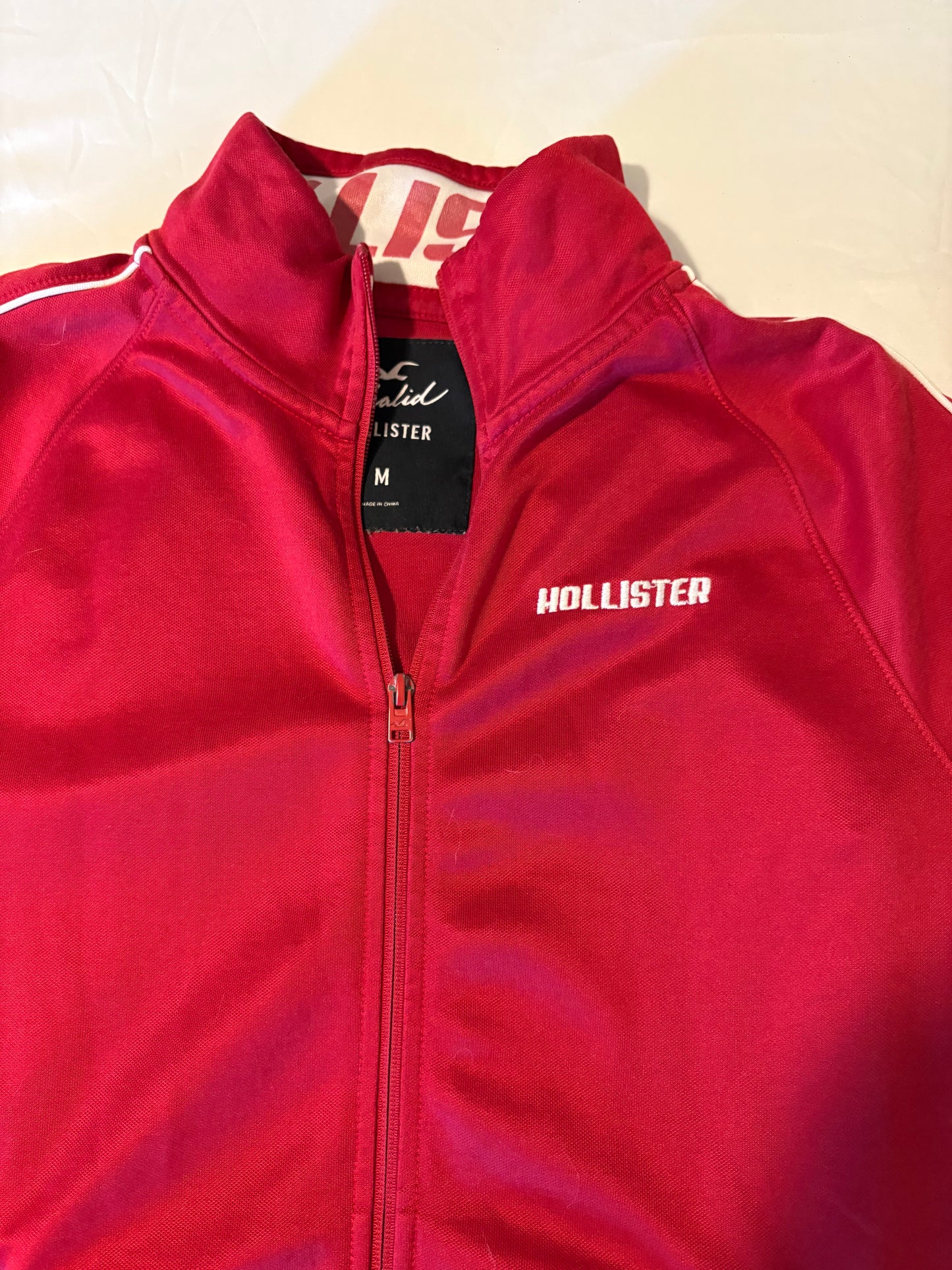 Hollister x Khalid Red Track Jacket Mens M Full Zip Logo Piping Athletic Retro