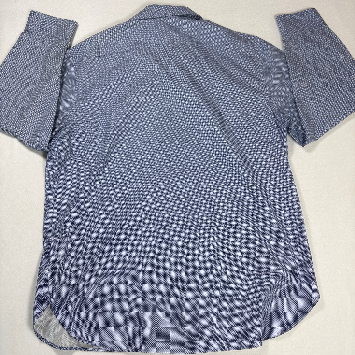 Michael Kors Mens Dress Shirt XL Blue Geometric Slim Fit Long Sleeve Stains