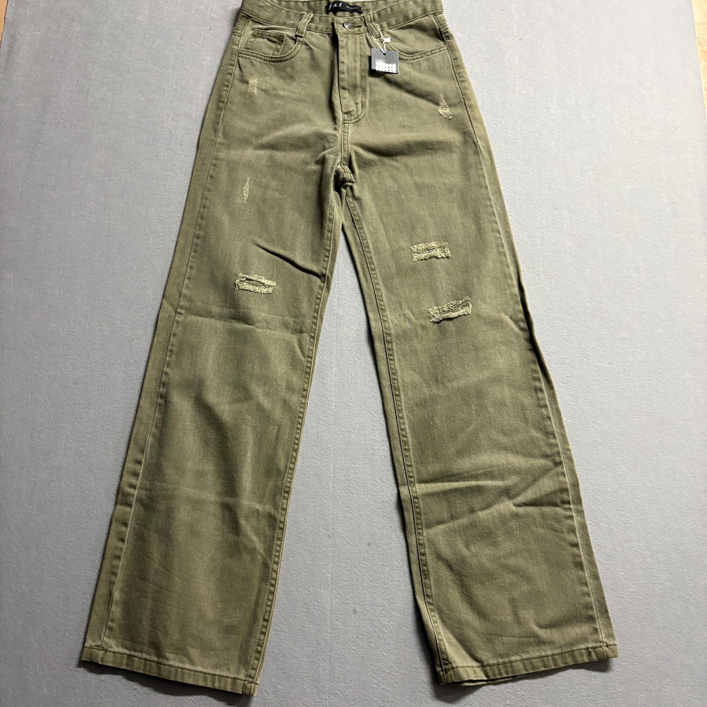 Olive Wide Leg Distressed Jeans JXT Tag 27 Fits Like XX High Rise Y2K Grunge