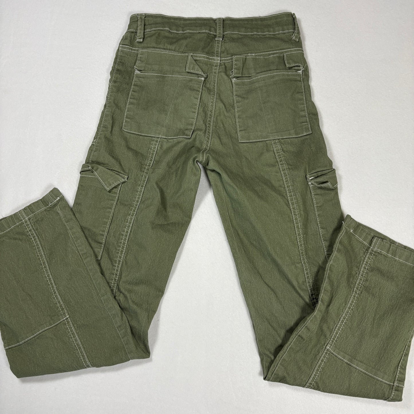 VIP Jeans Womens Green Cargo Pants Size 1 Low Rise Y2K 2000s Utility Stretch