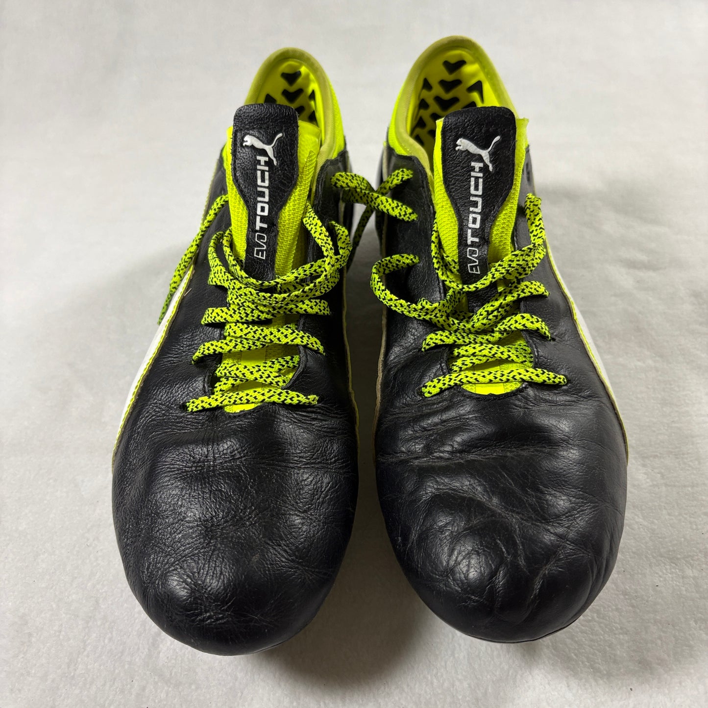 Puma EvoTouch Soccer Cleats Leather FG Black Volt Mens 8.5 Fits Like X