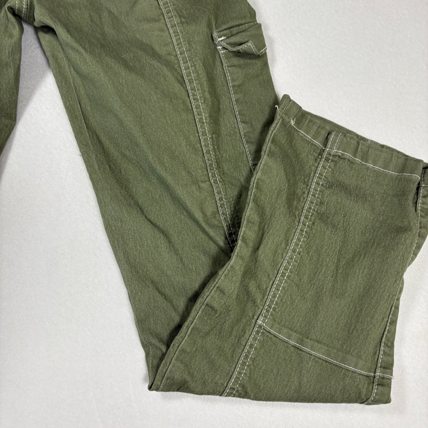 VIP Jeans Womens Green Cargo Pants Size 1 Low Rise Y2K 2000s Utility Stretch