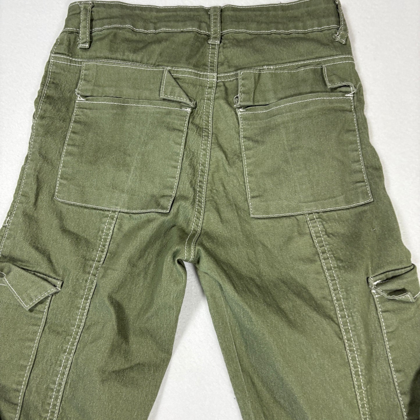 VIP Jeans Womens Green Cargo Pants Size 1 Low Rise Y2K 2000s Utility Stretch