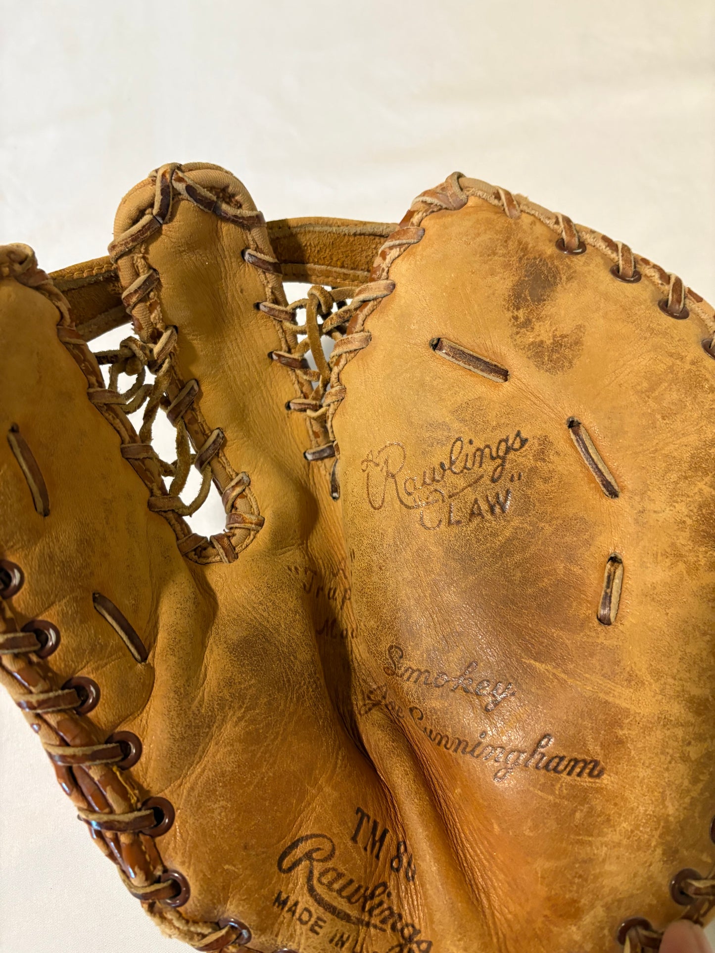 Vintage Rawlings TM‑80 “Claw” Smokey Joe Cunningham Trapper Mitt – 1st Base Glove USA
