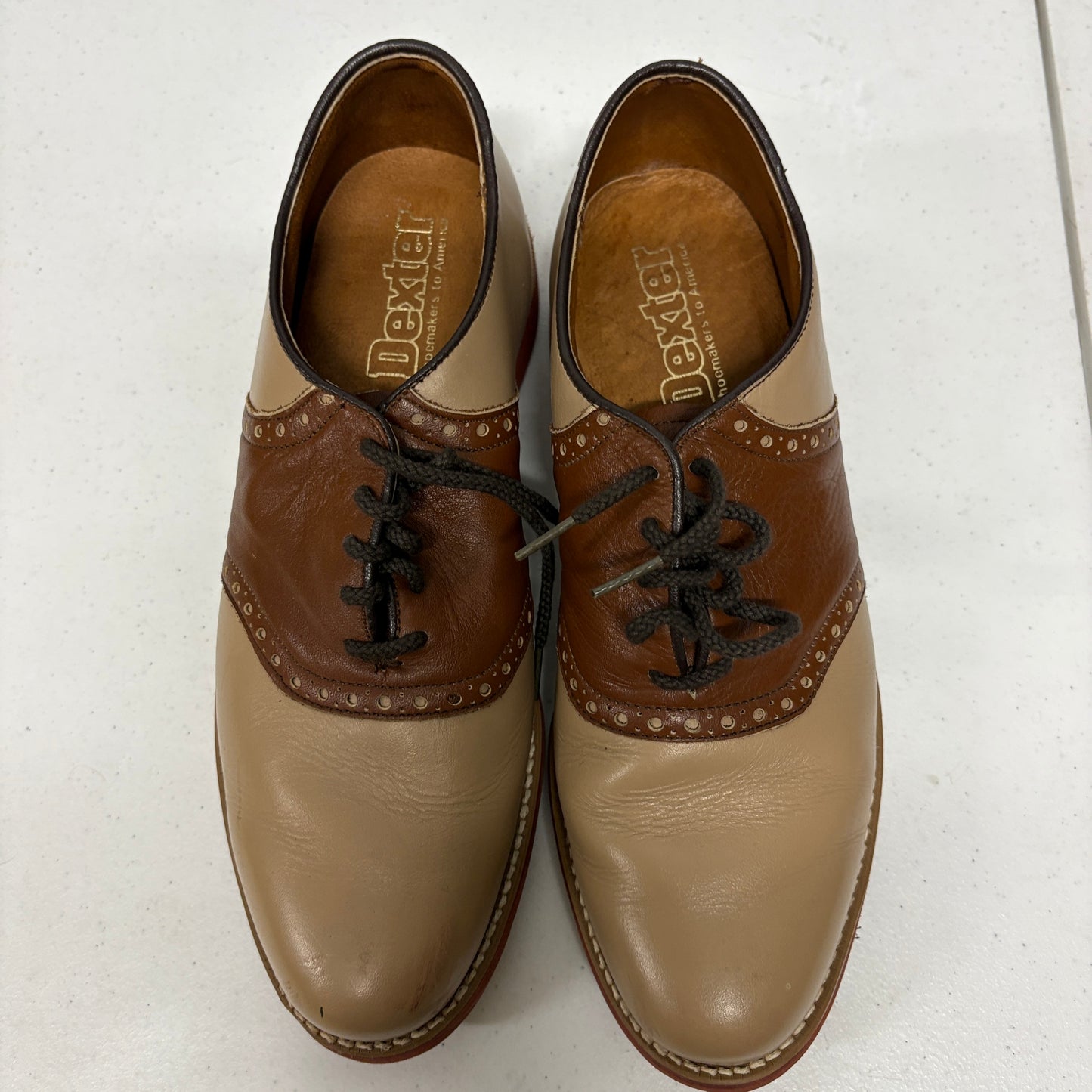 Dexter Saddle Oxford Golf Shoes USA Mens 9.5M Two Tone Leather Wingtip Retro