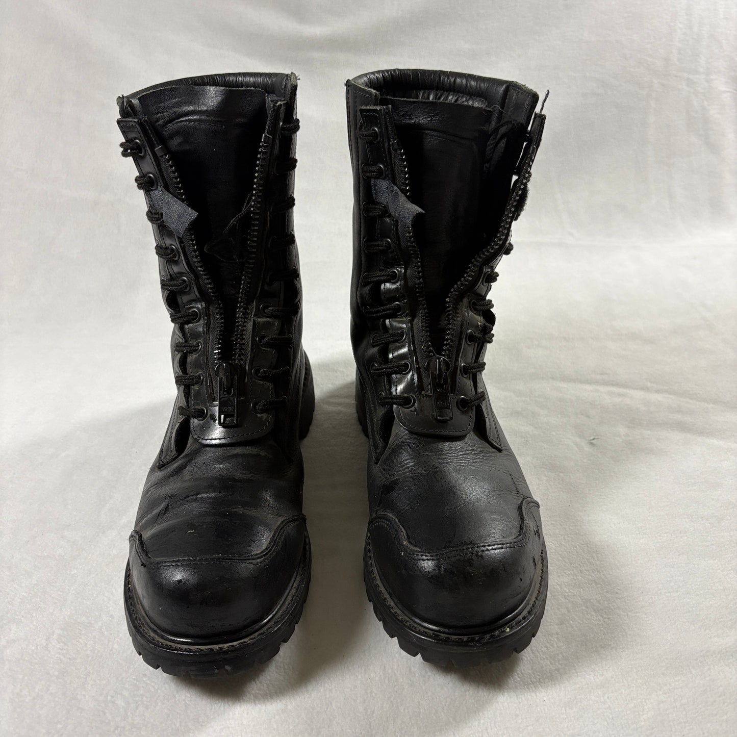 Tactical Combat Work Boots Side Zip Vibram Sole Black Mens 9.5 Fits