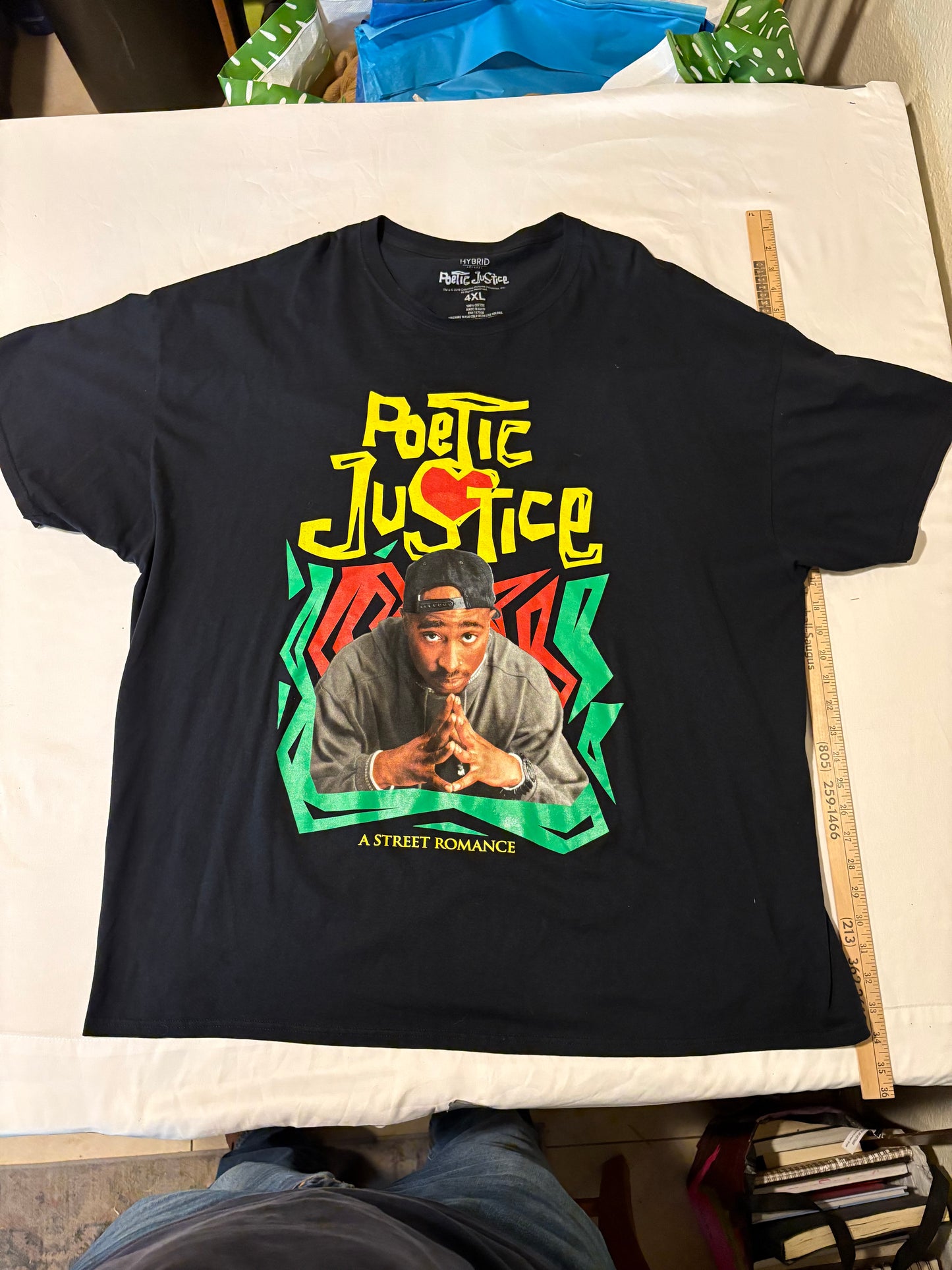 Poetic Justice Tupac Shirt 4XL A Street Romance Black Graphic Tee Hip Hop 2019