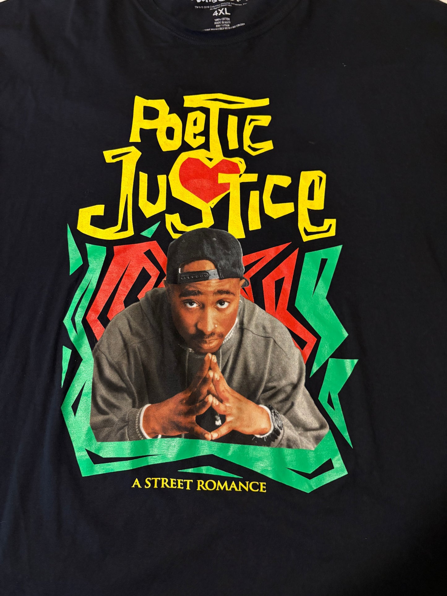 Poetic Justice Tupac Shirt 4XL A Street Romance Black Graphic Tee Hip Hop 2019