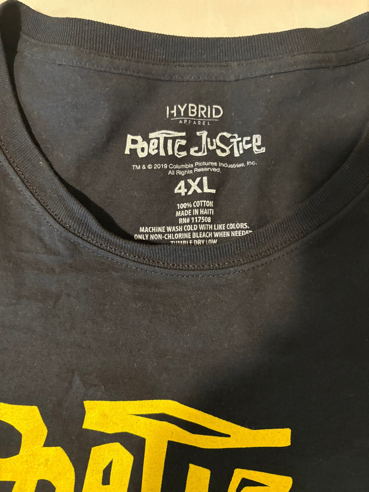 Poetic Justice Tupac Shirt 4XL A Street Romance Black Graphic Tee Hip Hop 2019