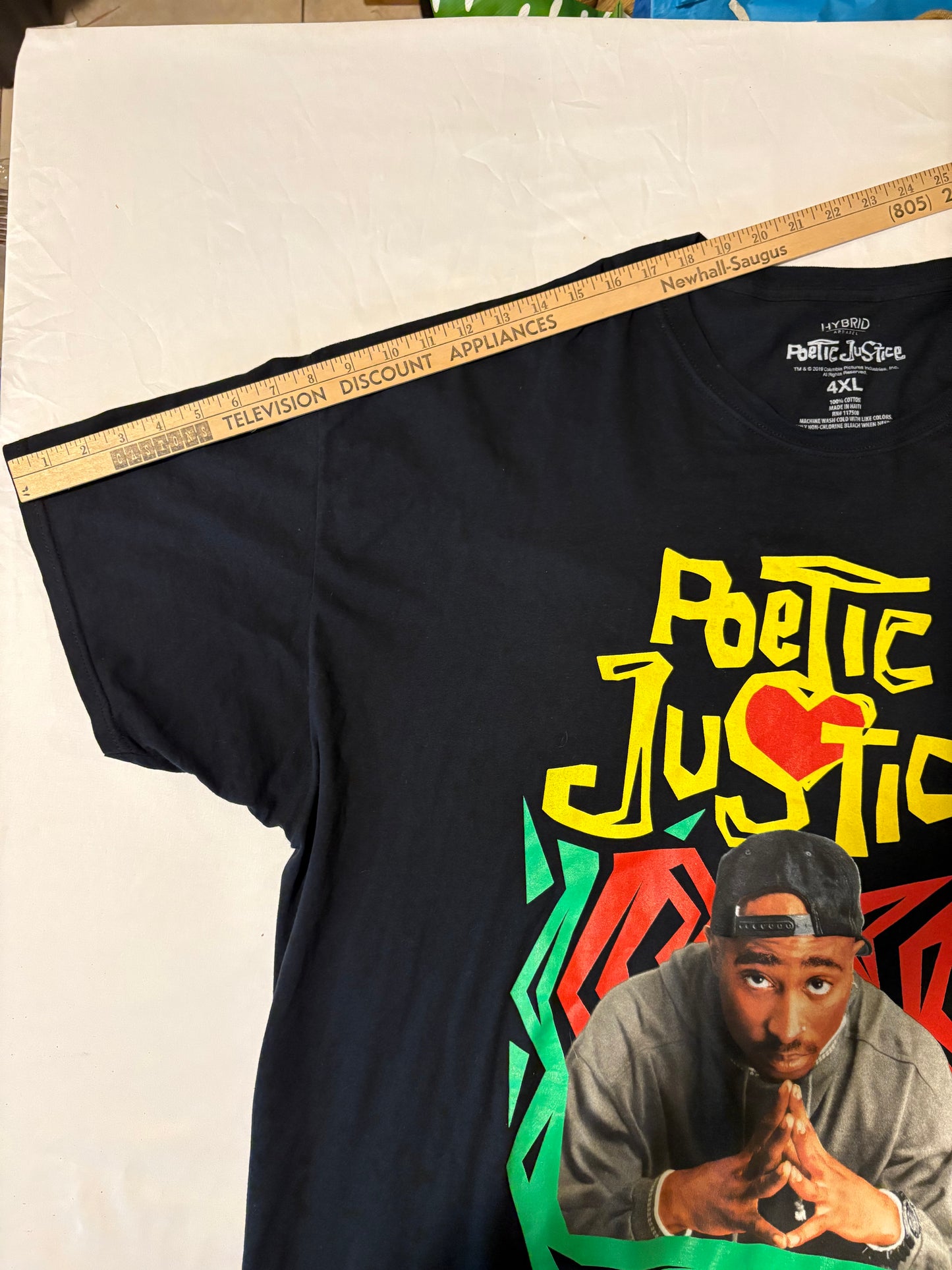 Poetic Justice Tupac Shirt 4XL A Street Romance Black Graphic Tee Hip Hop 2019