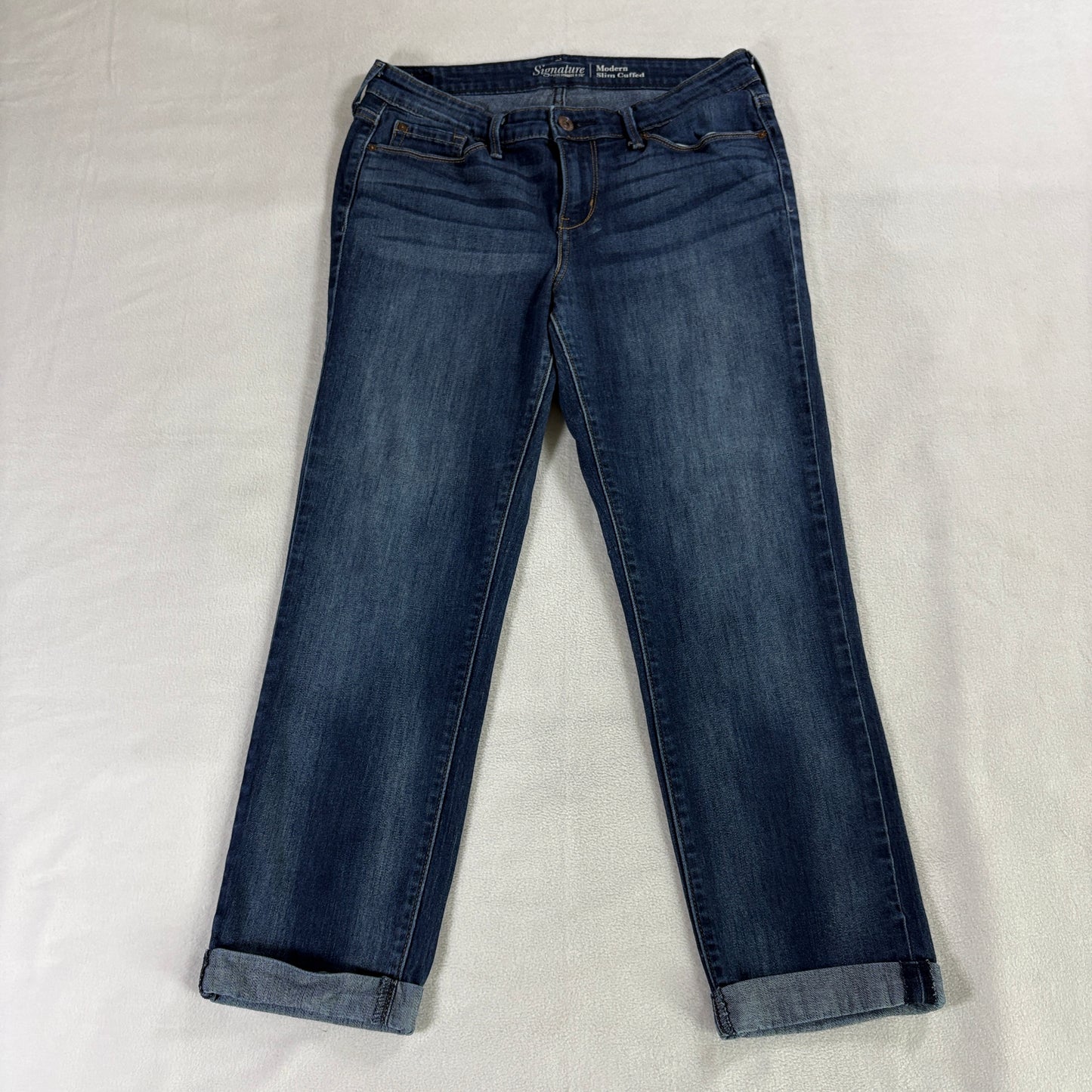 Modern Slim Cuffed Jeans Levi Strauss Signature W28 Fits Like 30X24 Dark Wash