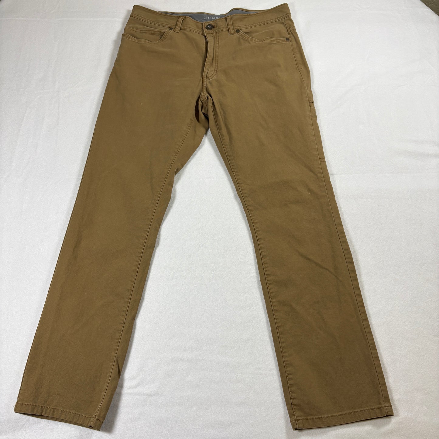 G.H. Bass & Co Chino Pants Mens 32x32 Khaki Stretch Casual Straight Fit Retro