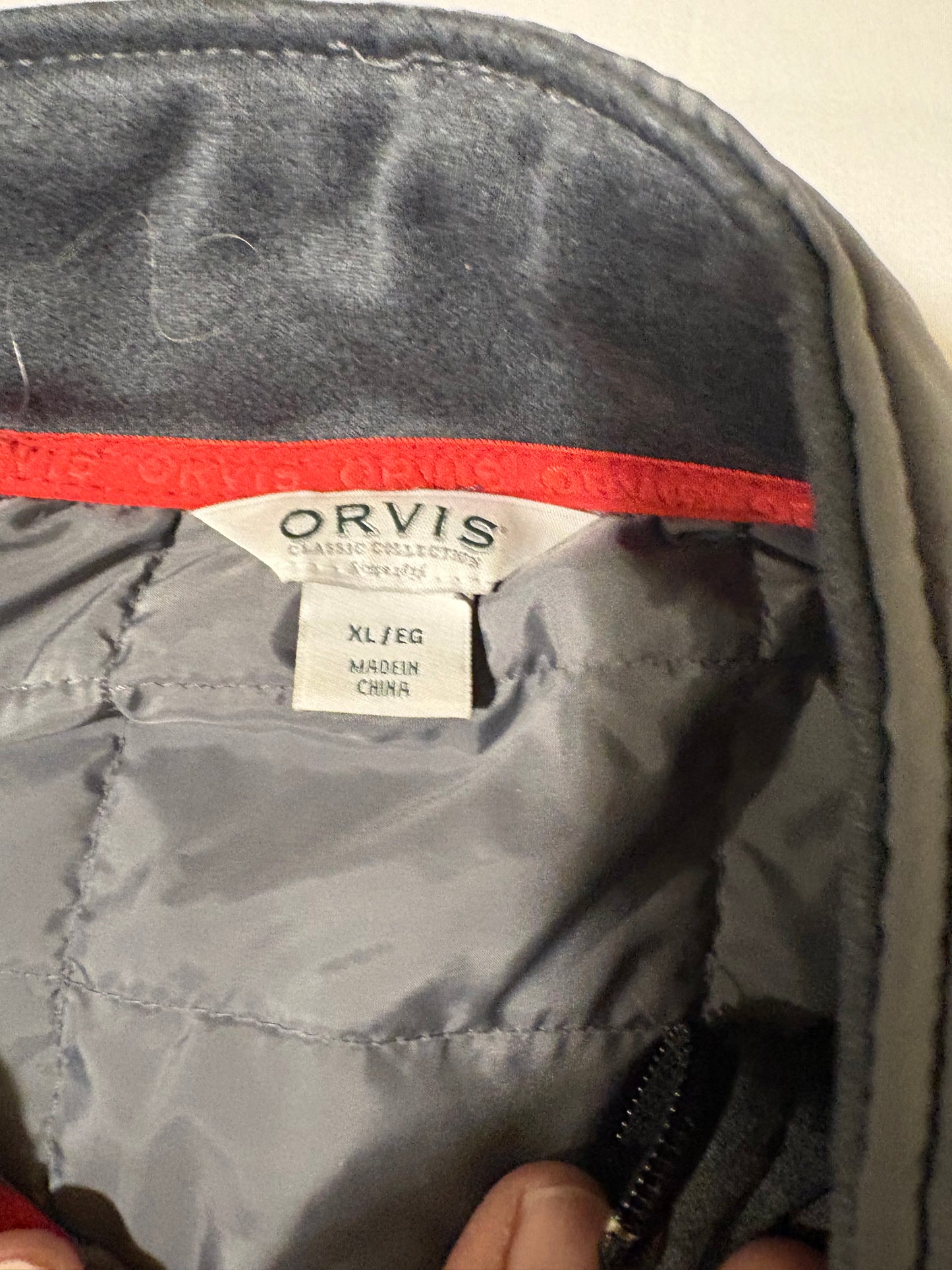 Orvis XL Full Zip Jacket Gray Quilted Softshell Hybrid Outdoor Mens Coat