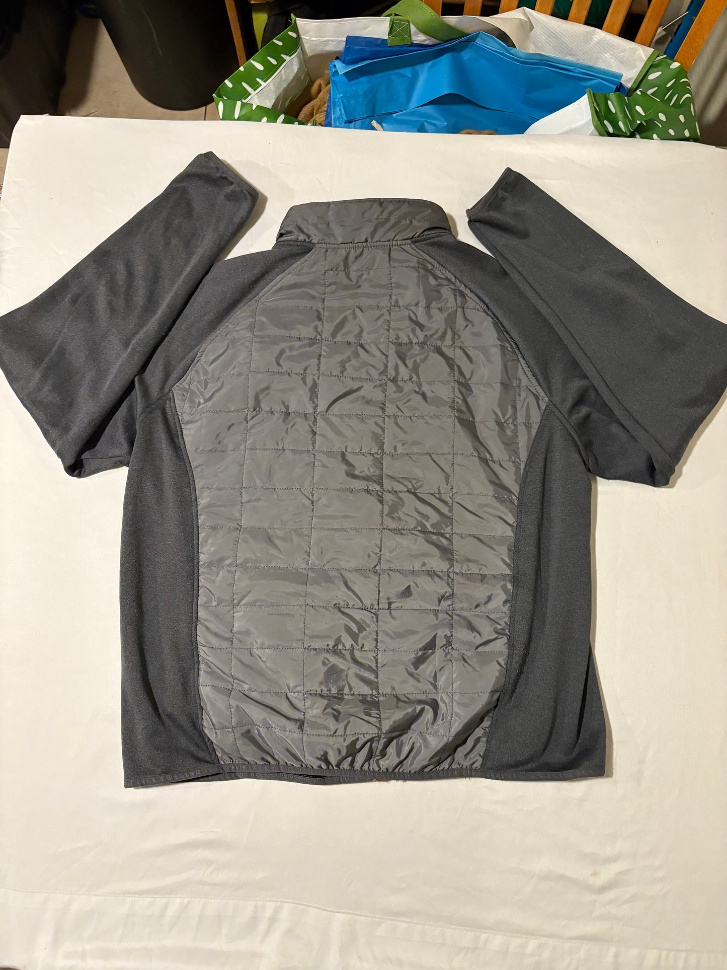 Orvis XL Full Zip Jacket Gray Quilted Softshell Hybrid Outdoor Mens Coat