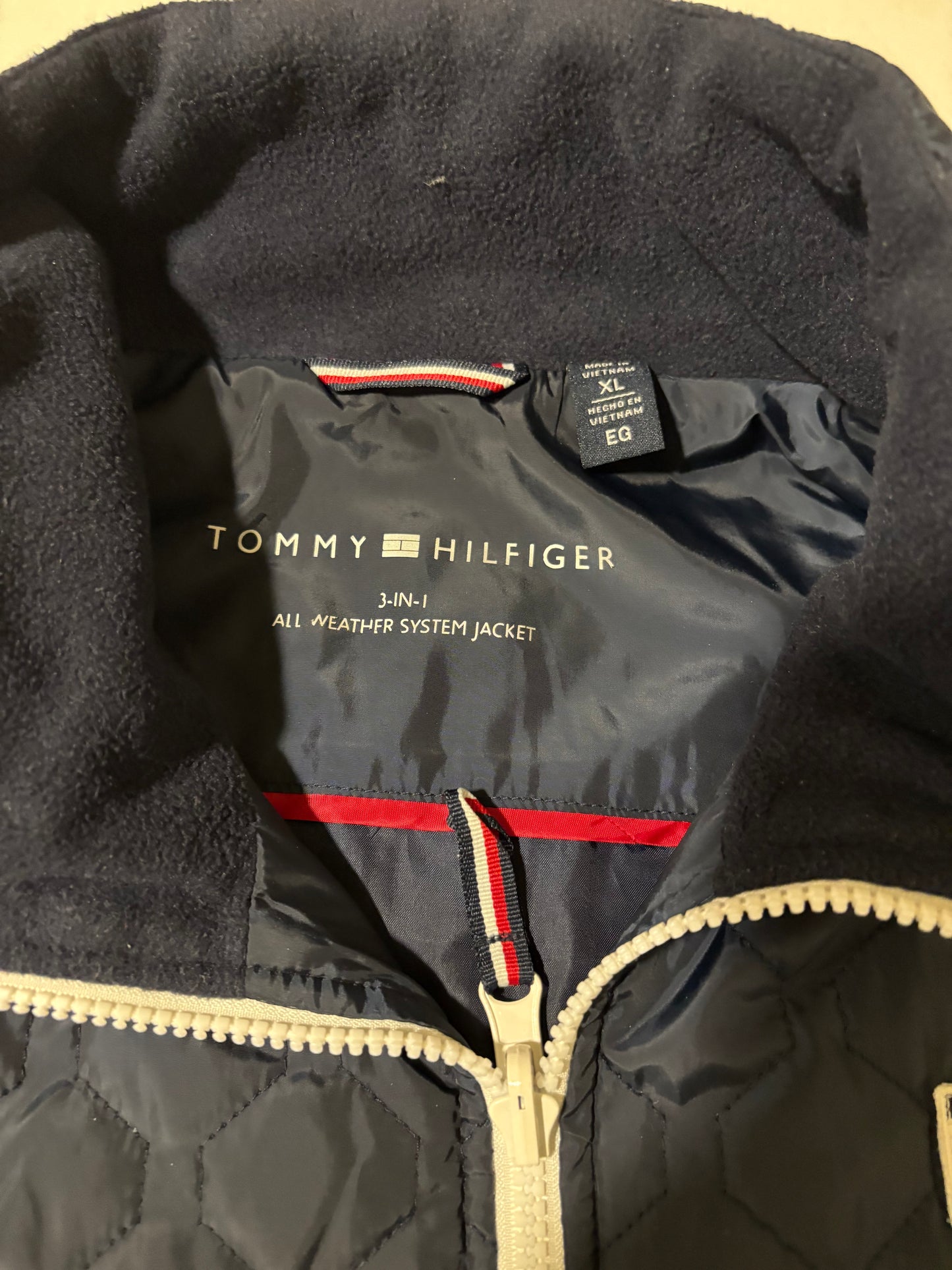 Tommy Hilfiger XL Navy 3-in-1 Jacket Quilted All Weather Zip Coat Mens