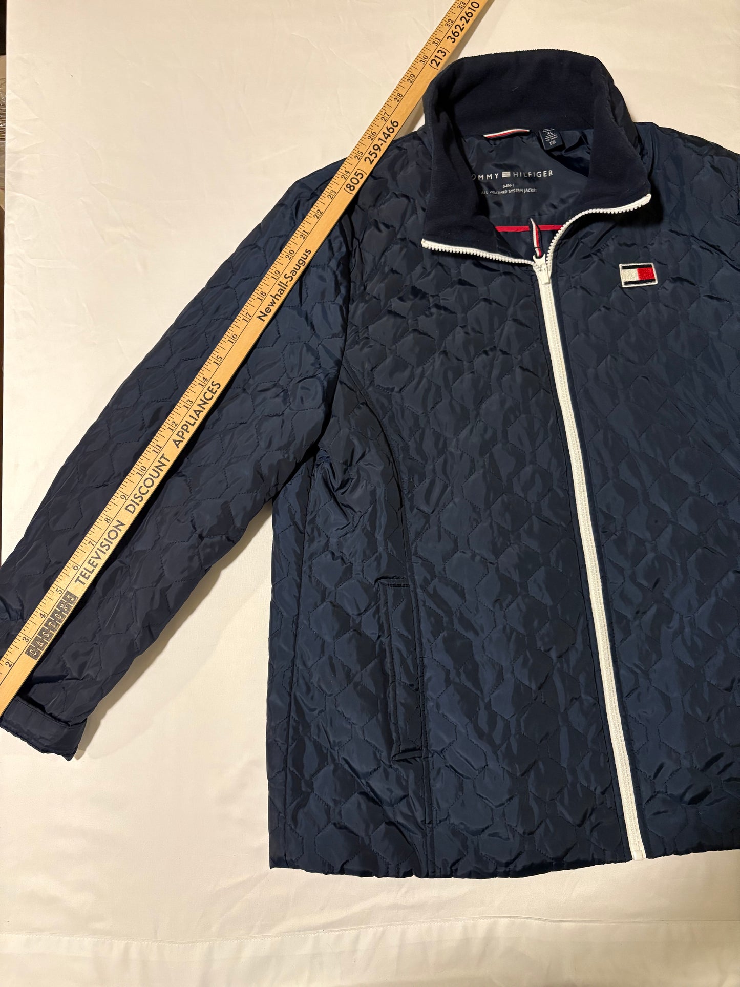 Tommy Hilfiger XL Navy 3-in-1 Jacket Quilted All Weather Zip Coat Mens