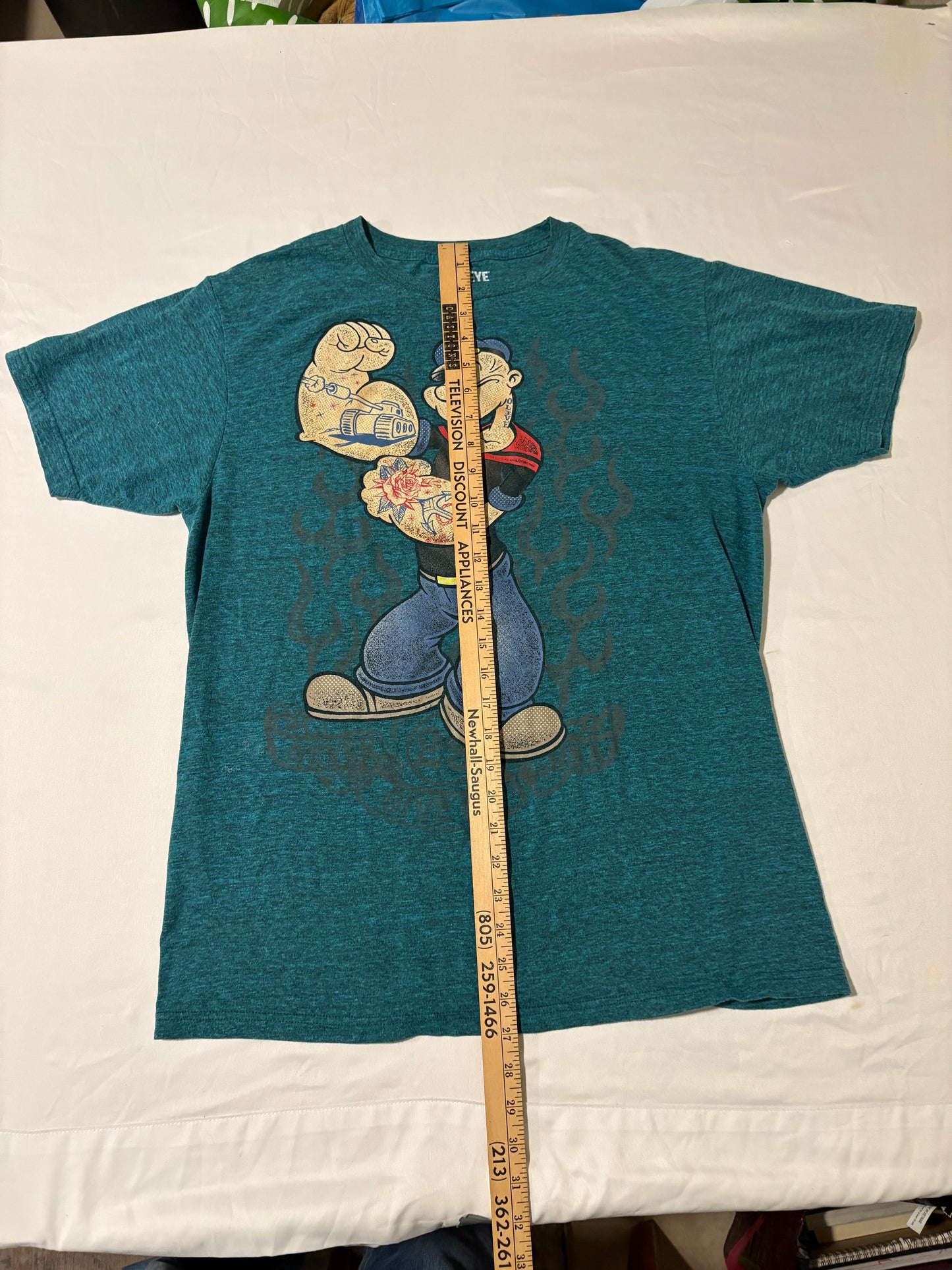 Popeye Tattoo T-Shirt Size M Blue Heather Graphic Tee 2019 King Features