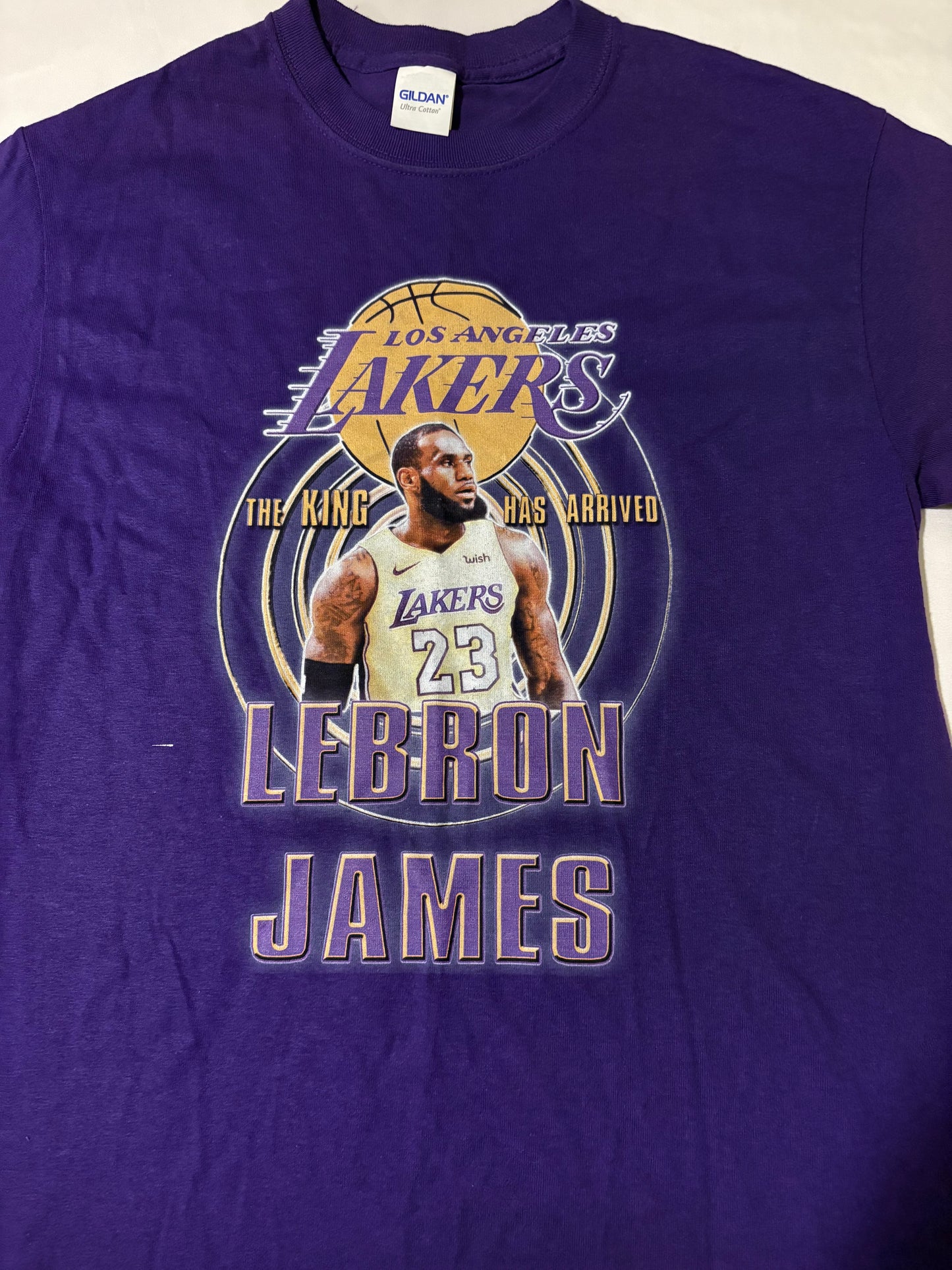 LeBron James Lakers Shirt Purple Gildan Ultra Cotton Size Small NBA Fan Tee