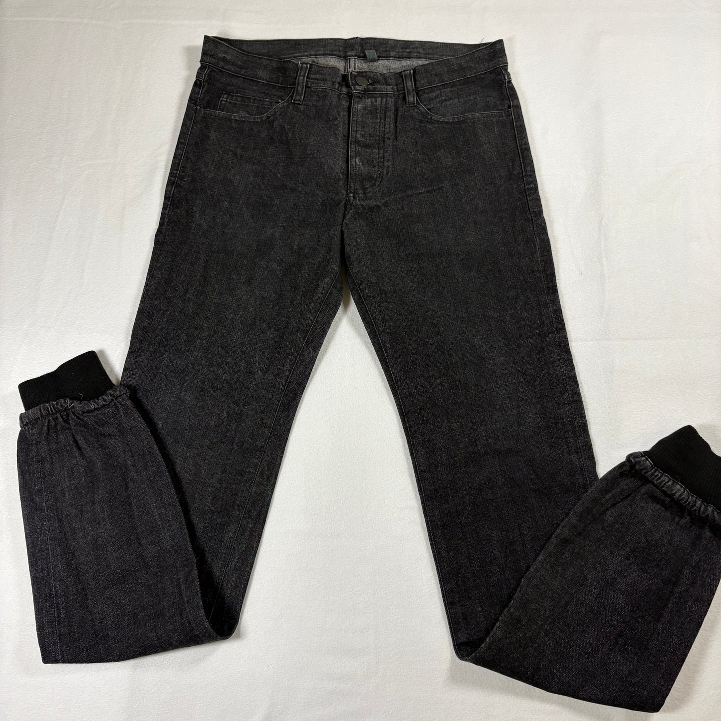 Men’s Black Jogger Jean Size 30 Denim Sweatpant Hybrid Tapered Casual Streetwear