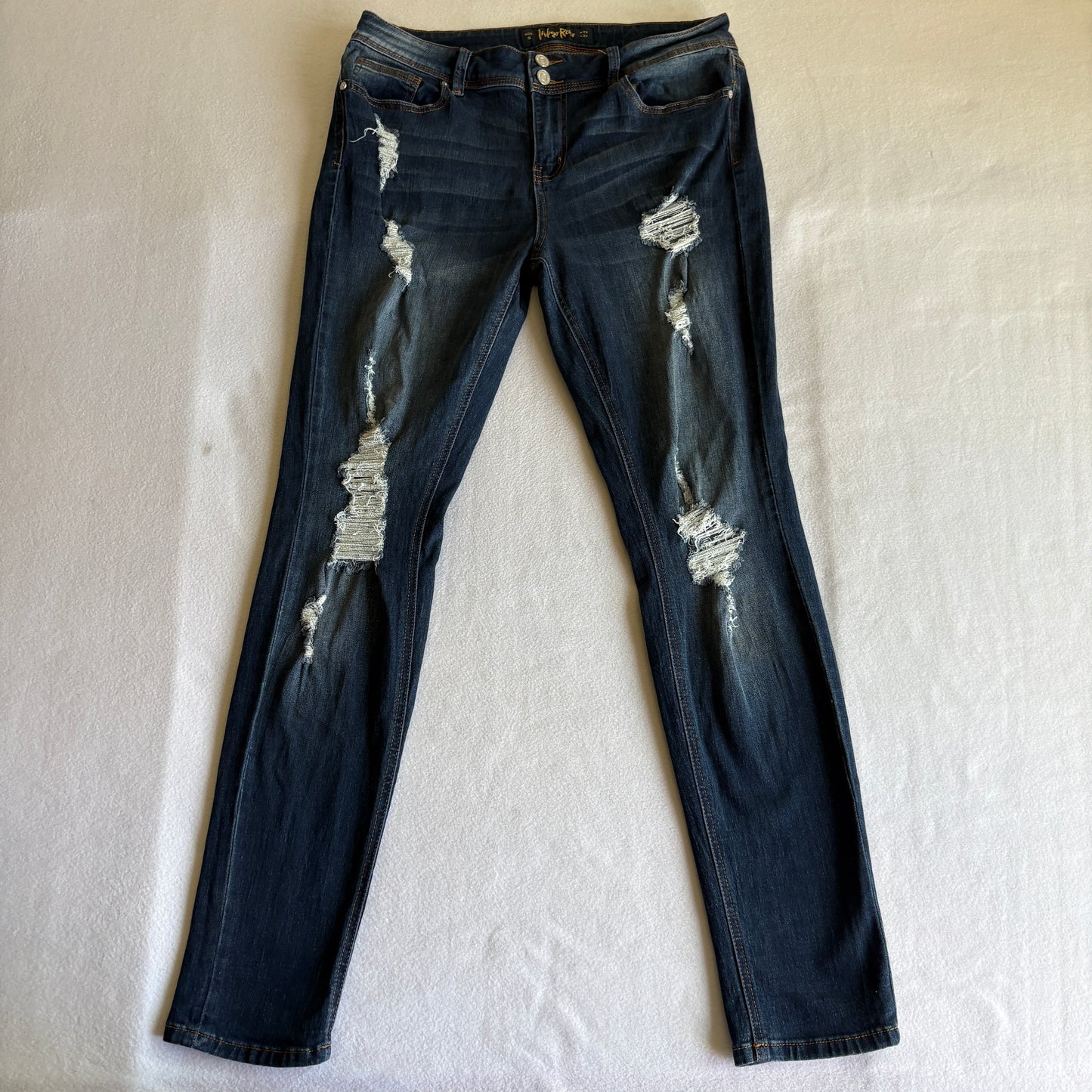 Indigo Rein Womens 33x27 Distressd Skinny Jeans Y2K Grunge Stretch Denim Raw Fit