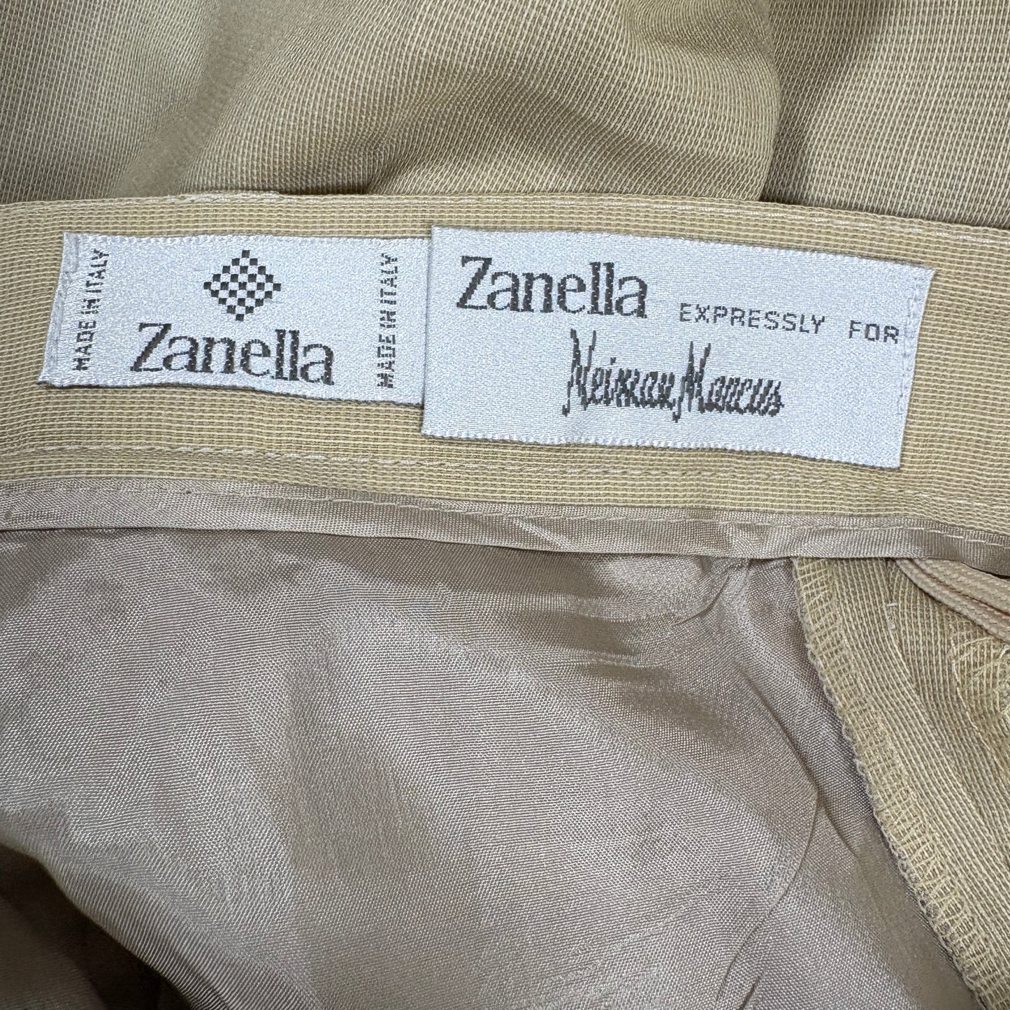 Zanella Womens Wool Pants Beige Made Italy Pleated Baggy Trousers Neiman Marcus