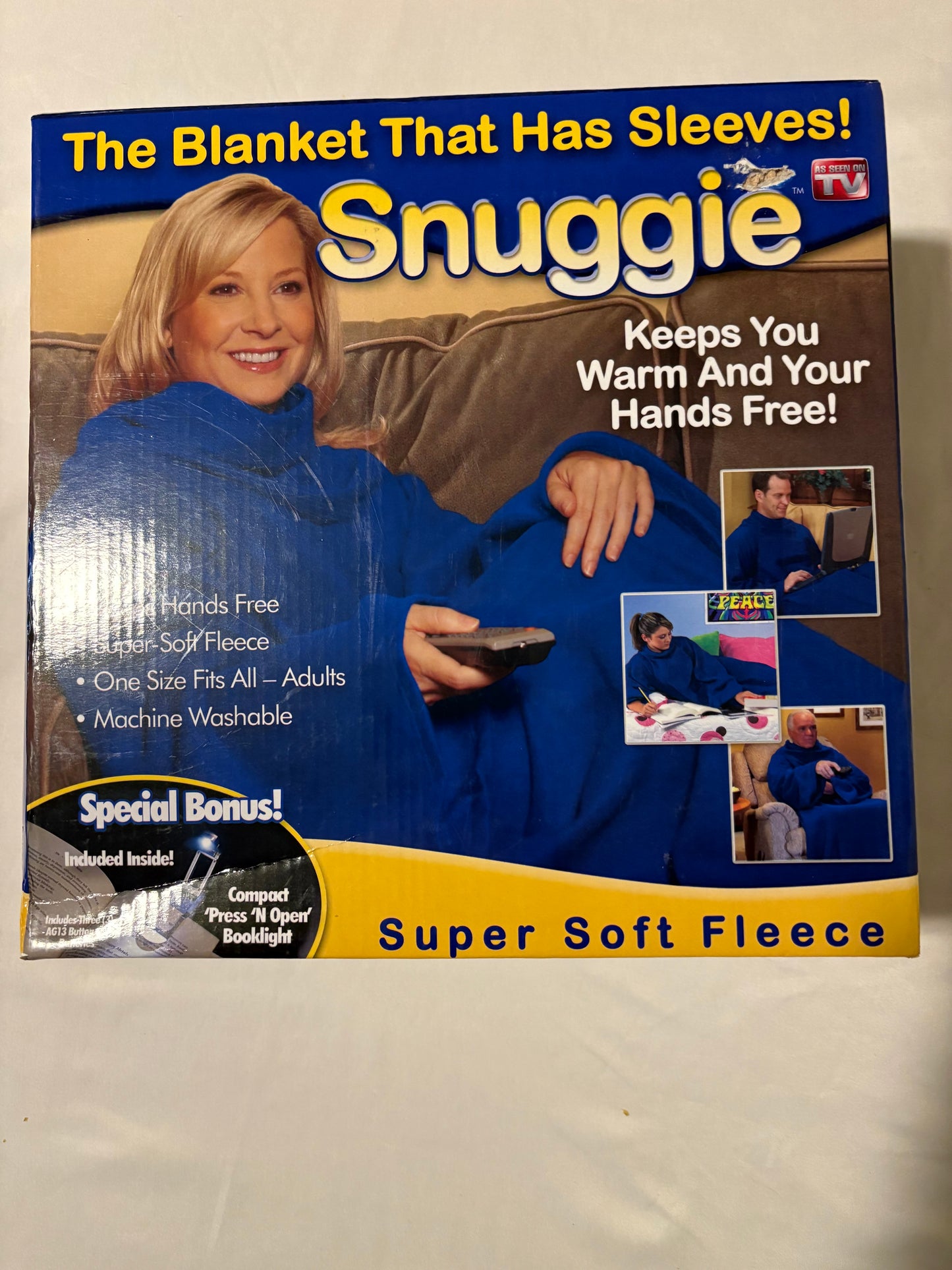 Snuggie Blue Blanket with Sleeves One Size Adult Fleece As Seen On TV NIB