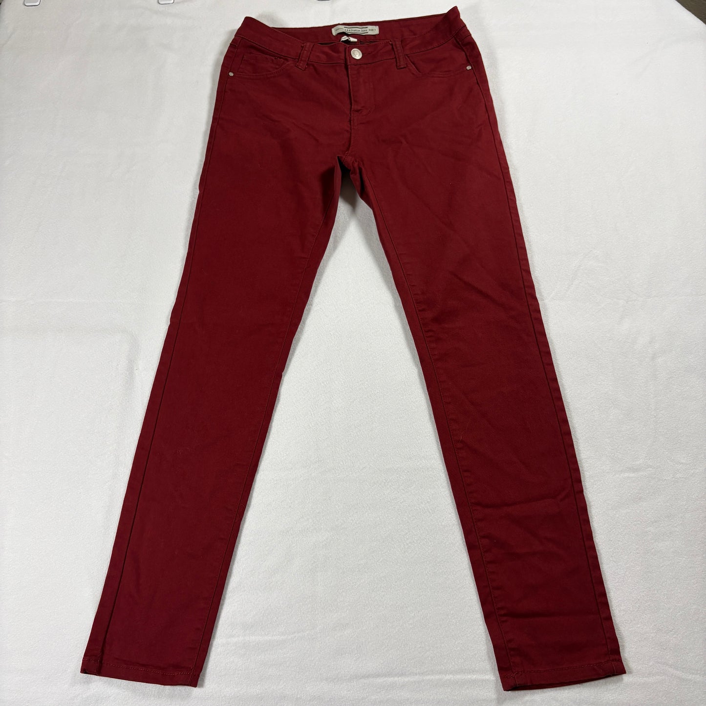 Womens Skinny Jean Size 7 Red Mid Rise Stretch Denim Slim Fit Casual Retro Style